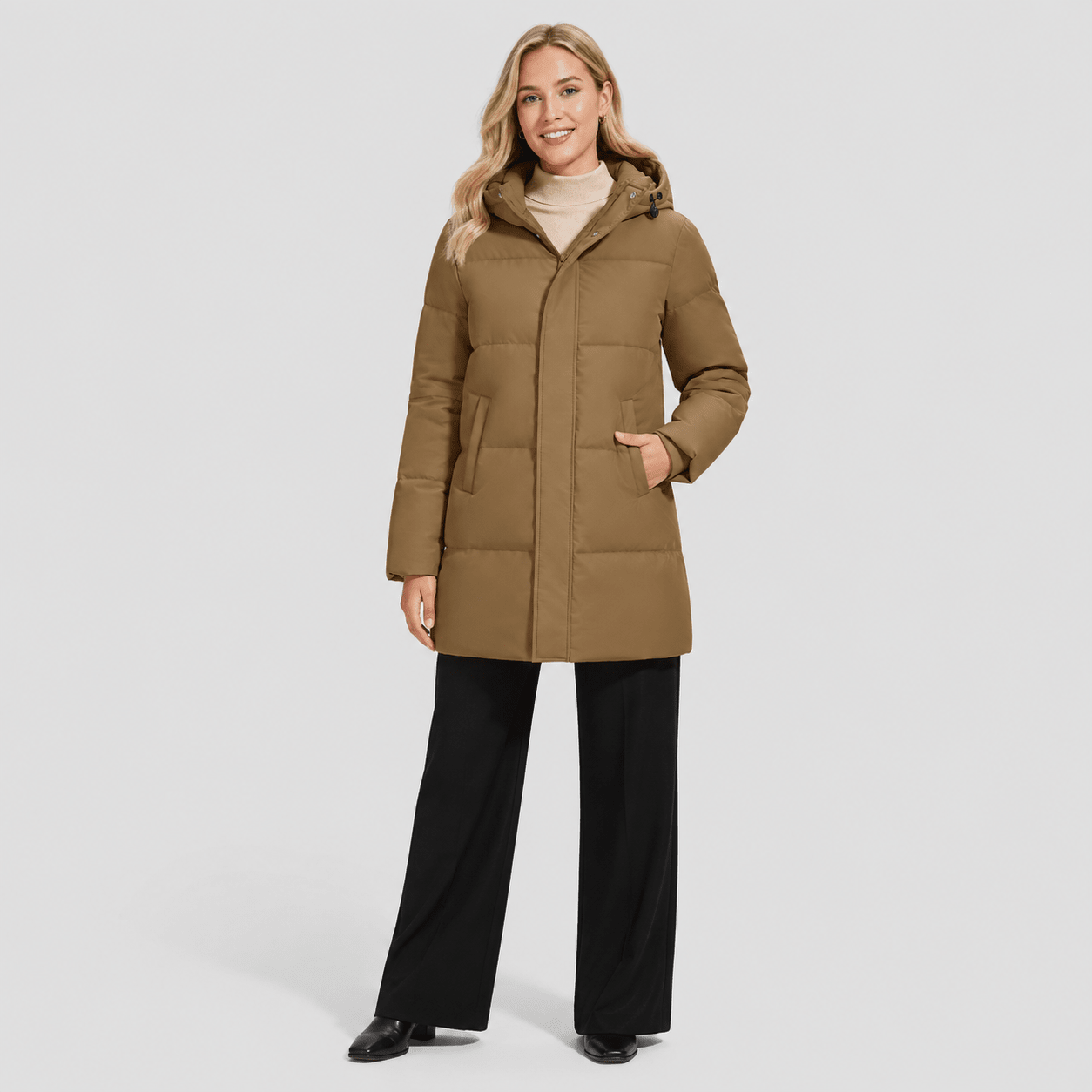 Brown MAGCOMSEN Women's Long Down Parka Waterproof Hooded Winter Puffer Coat in #Color_Brown