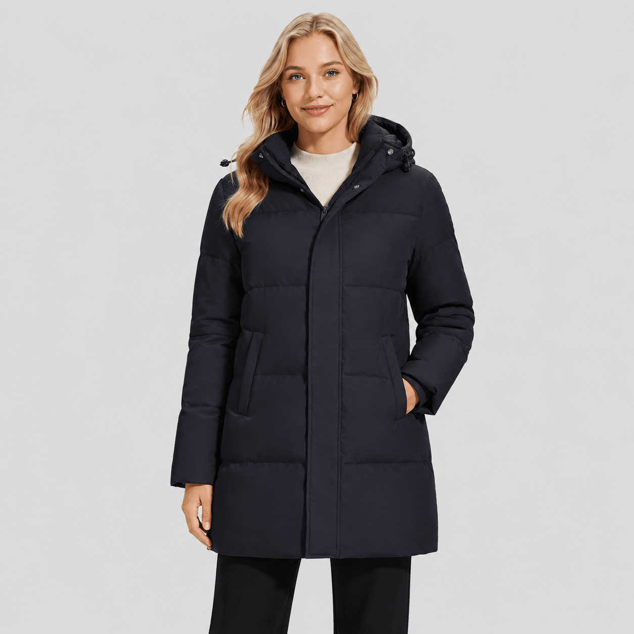 Black MAGCOMSEN Women's Long Down Parka Waterproof Hooded Winter Puffer Coat in #Color_Black