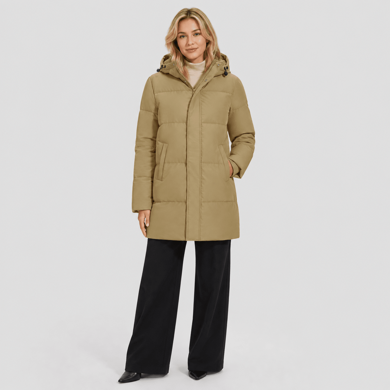 Khaki MAGCOMSEN Women's Long Down Parka Waterproof Hooded Winter Puffer Coat in #Color_Khaki