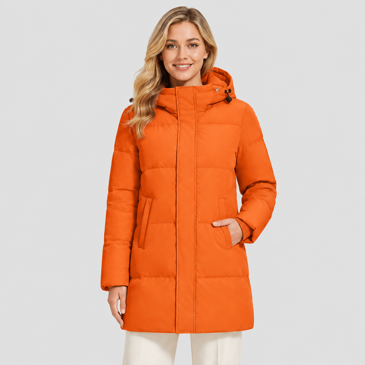 Orange MAGCOMSEN Women's Long Down Parka Waterproof Hooded Winter Puffer Coat in #Color_Orange