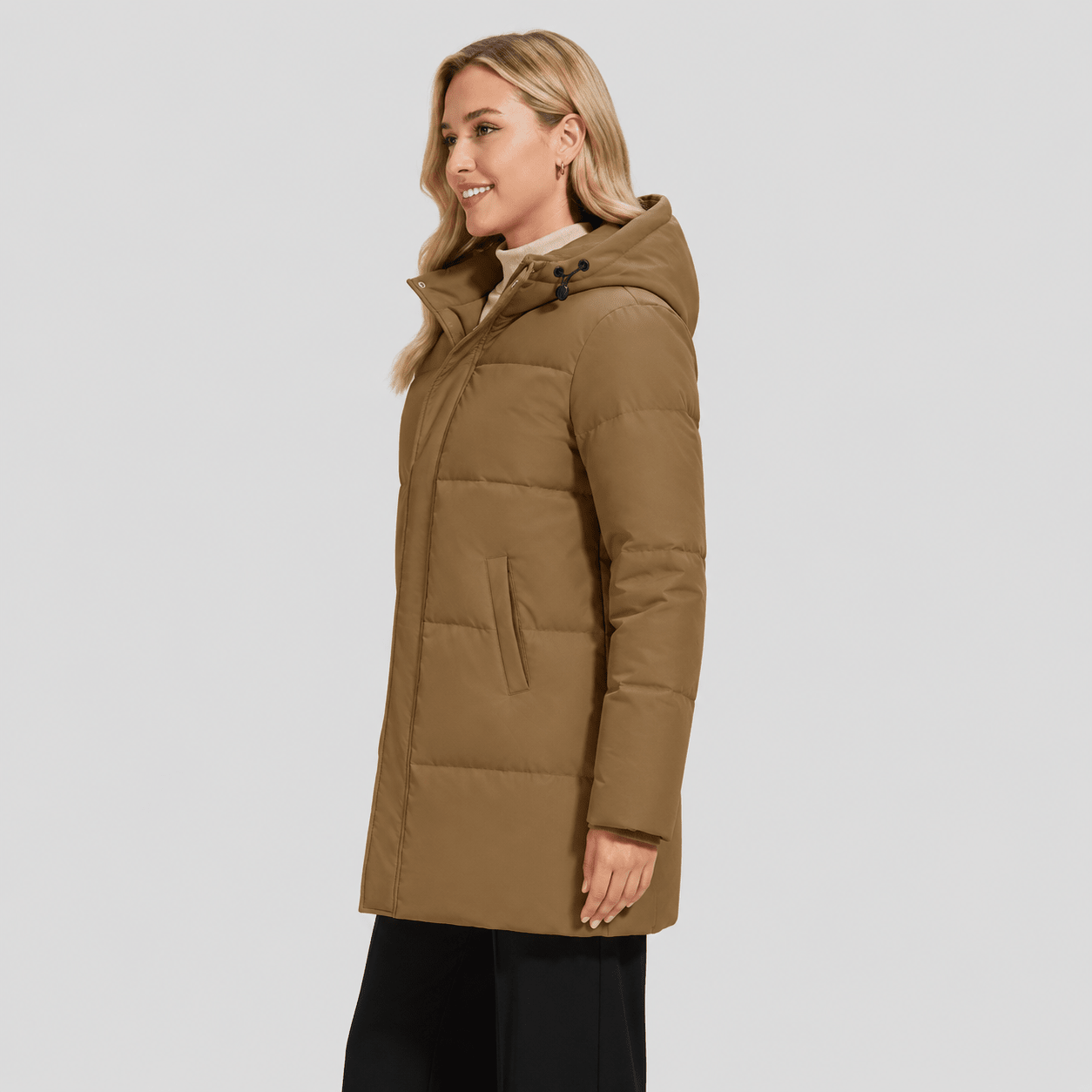 Brown MAGCOMSEN Women's Long Down Parka Waterproof Hooded Winter Puffer Coat in #Color_Brown
