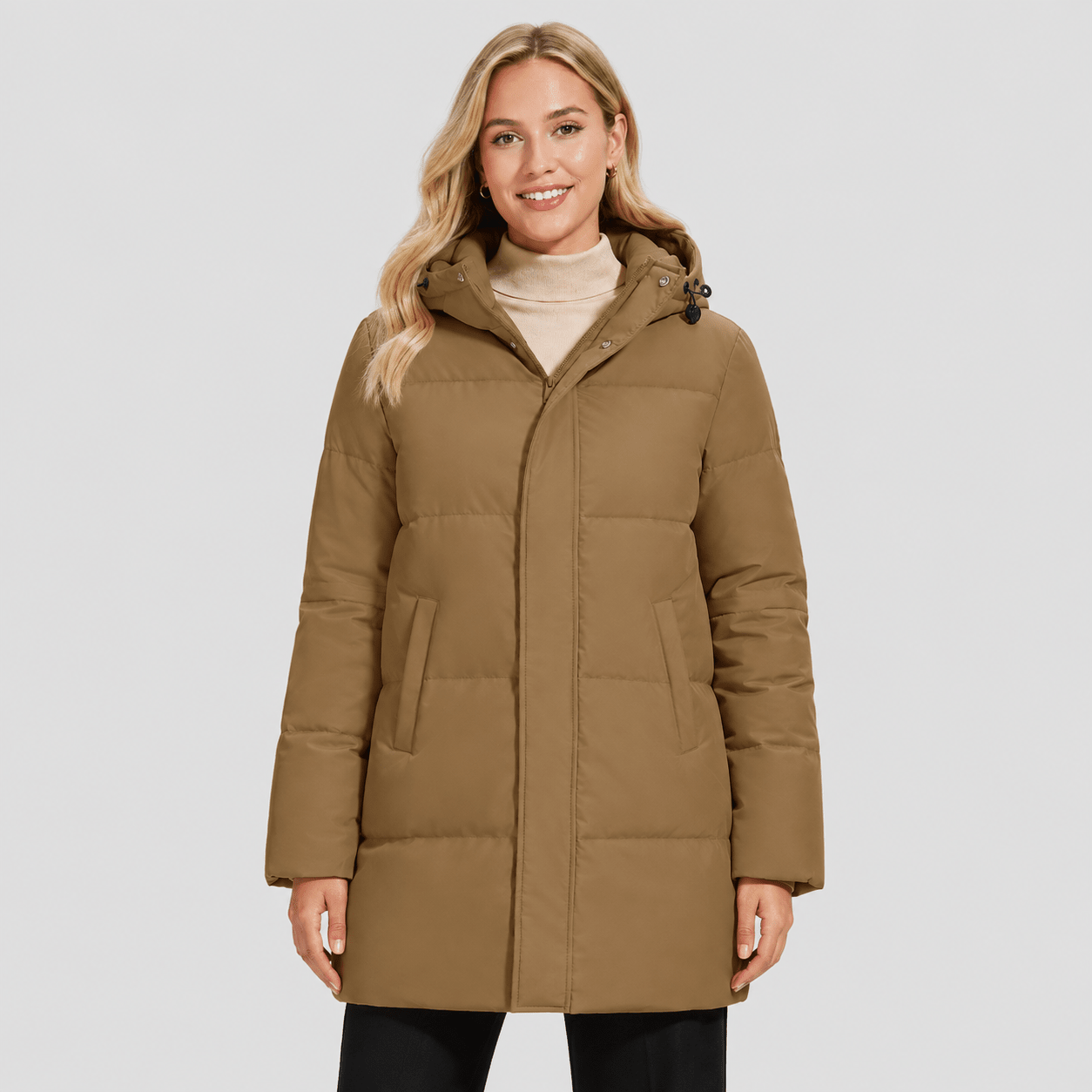 Brown MAGCOMSEN Women's Long Down Parka Waterproof Hooded Winter Puffer Coat in #Color_Brown