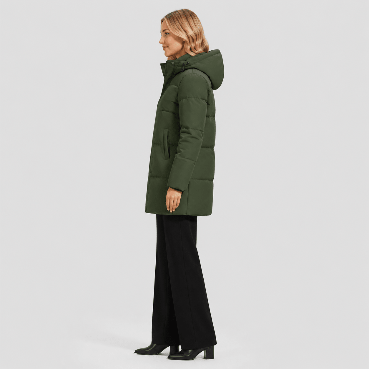 Army Green MAGCOMSEN Women's Long Down Parka Waterproof Hooded Winter Puffer Coat in #Color_Army Green
