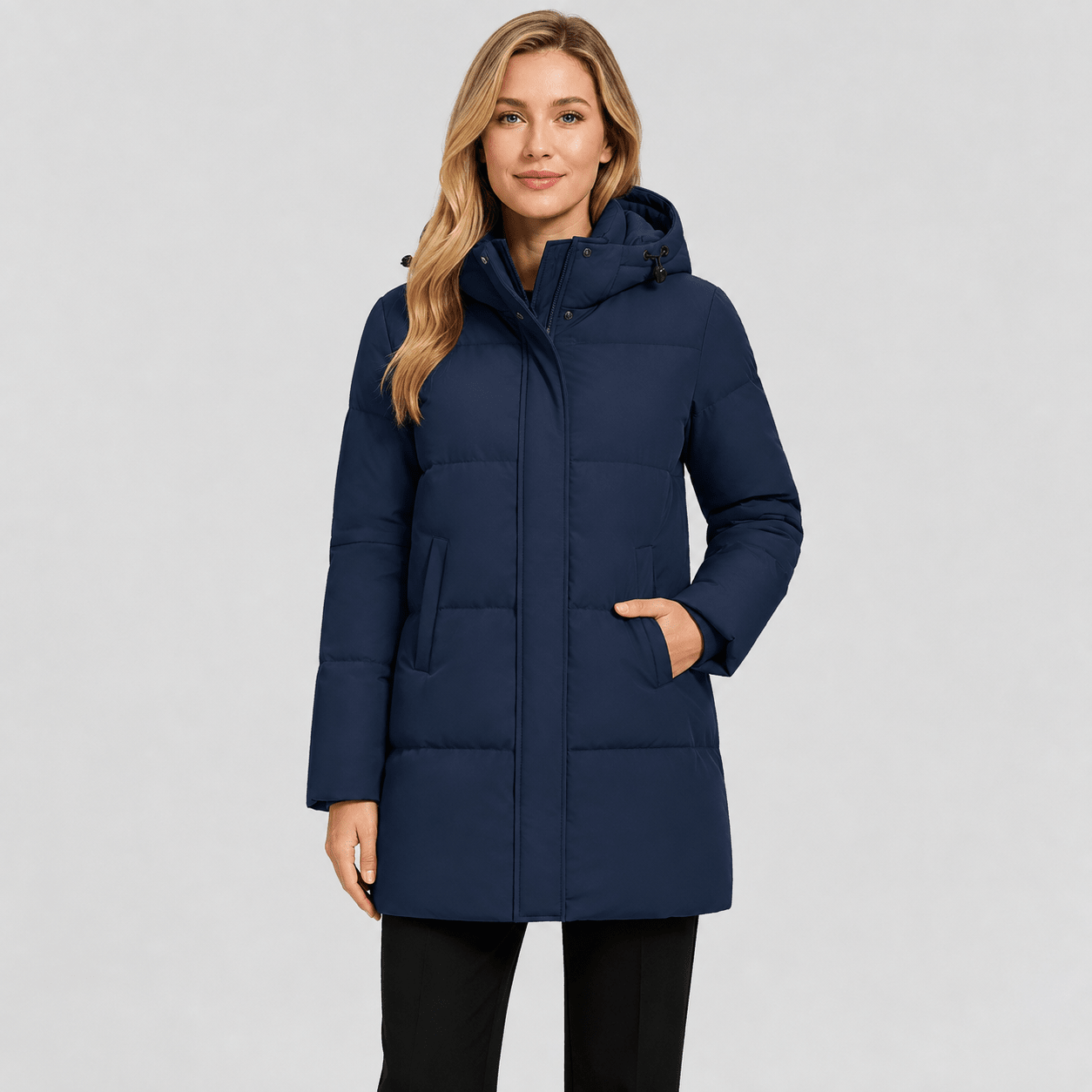 Navy MAGCOMSEN Women's Long Down Parka Waterproof Hooded Winter Puffer Coat in #Color_Navy