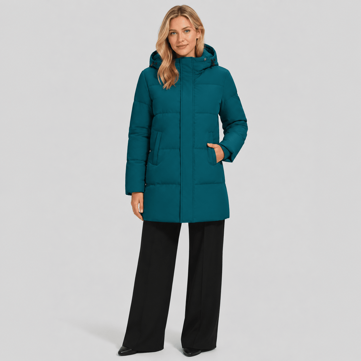 Navy MAGCOMSEN Women's Long Down Parka Waterproof Hooded Winter Puffer Coat in #Color_Navy