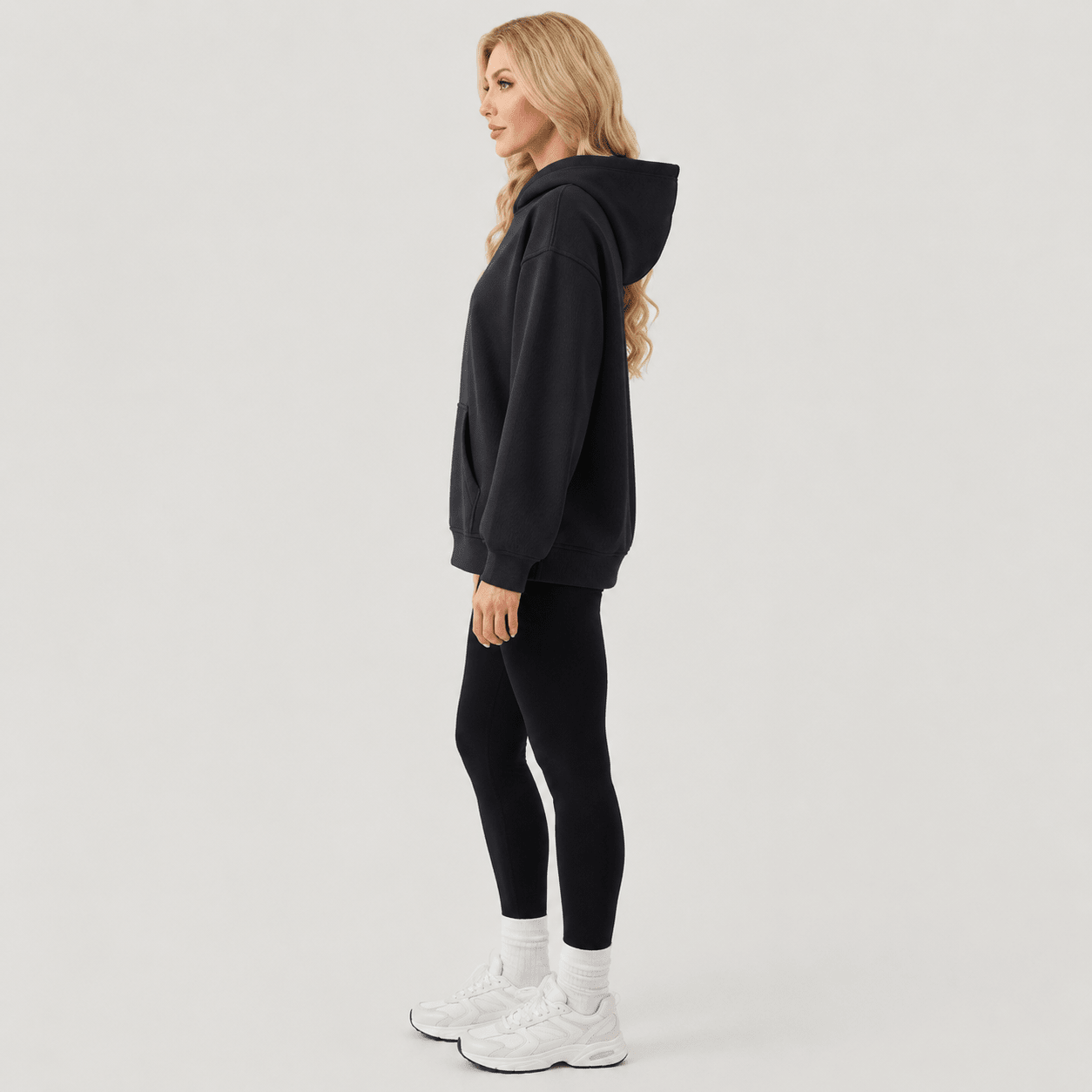 Women's Oversized Fleece Hoodie - Soft Pullover Sweatshirt with Kangaroo Pocket Blue Grey by MAGCOMSEN