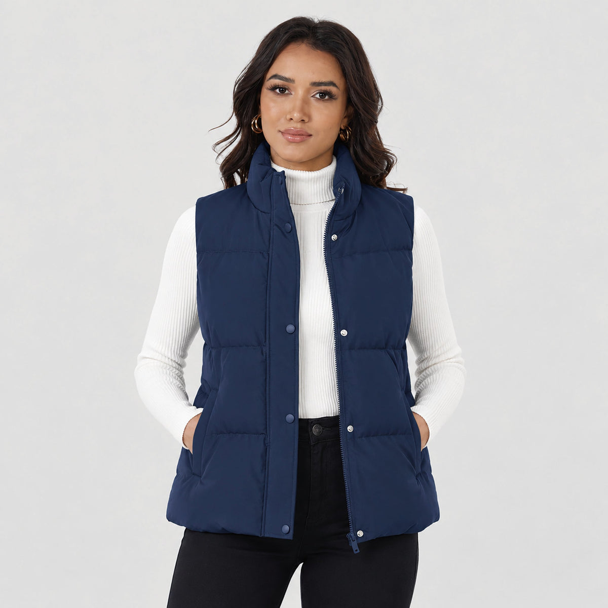 Navy MAGCOMSEN Women's Oversized Puffer Vest in #Color_Navy