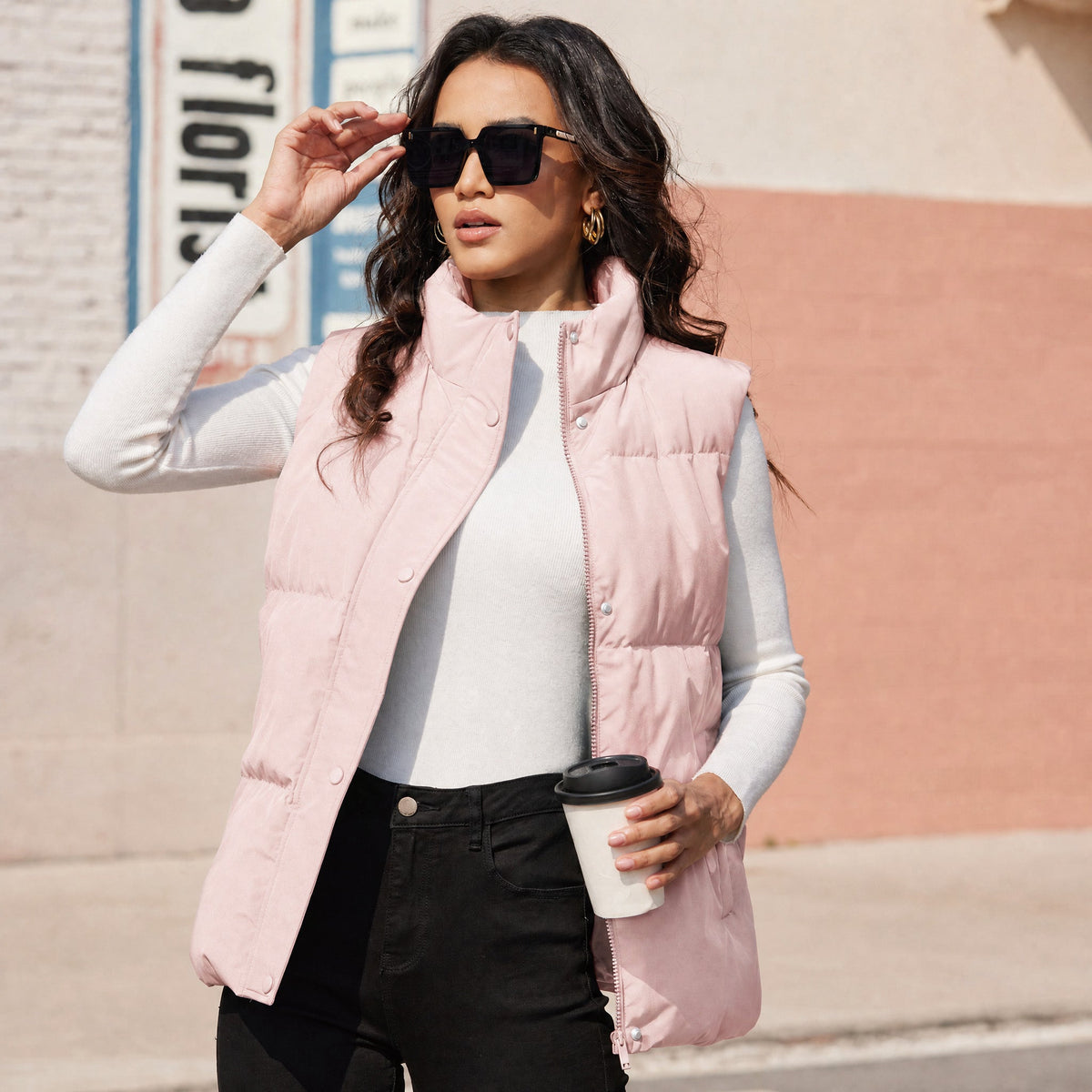 Pink MAGCOMSEN Women's Oversized Puffer Vest in #Color_Pink