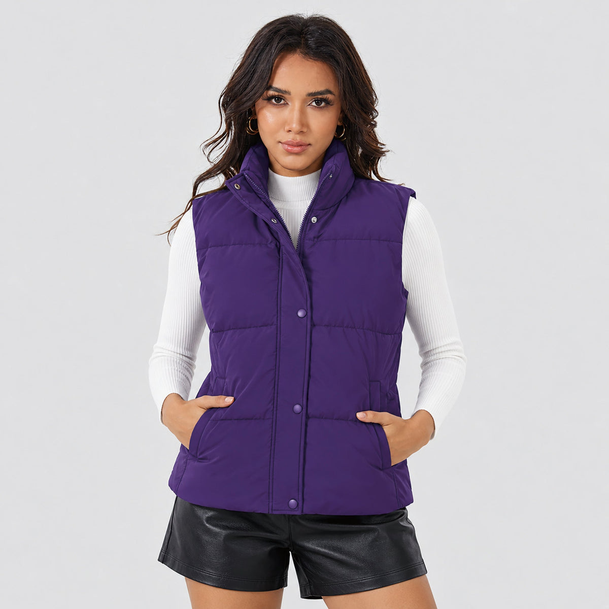 Dark Purple MAGCOMSEN Women's Oversized Puffer Vest in #Color_Dark Purple