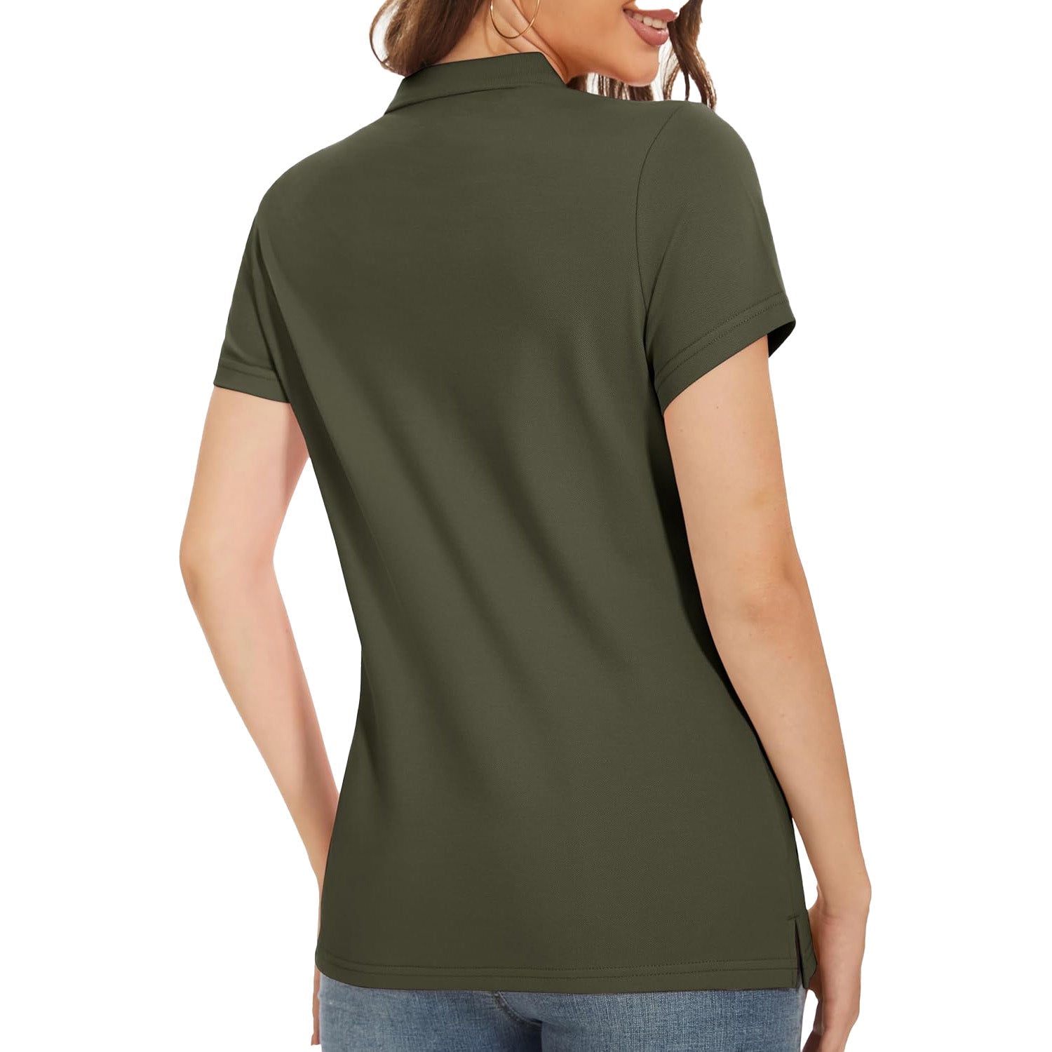 Women's Polo Shirt Cotton Summer Uniform Army Green by MAGCOMSEN