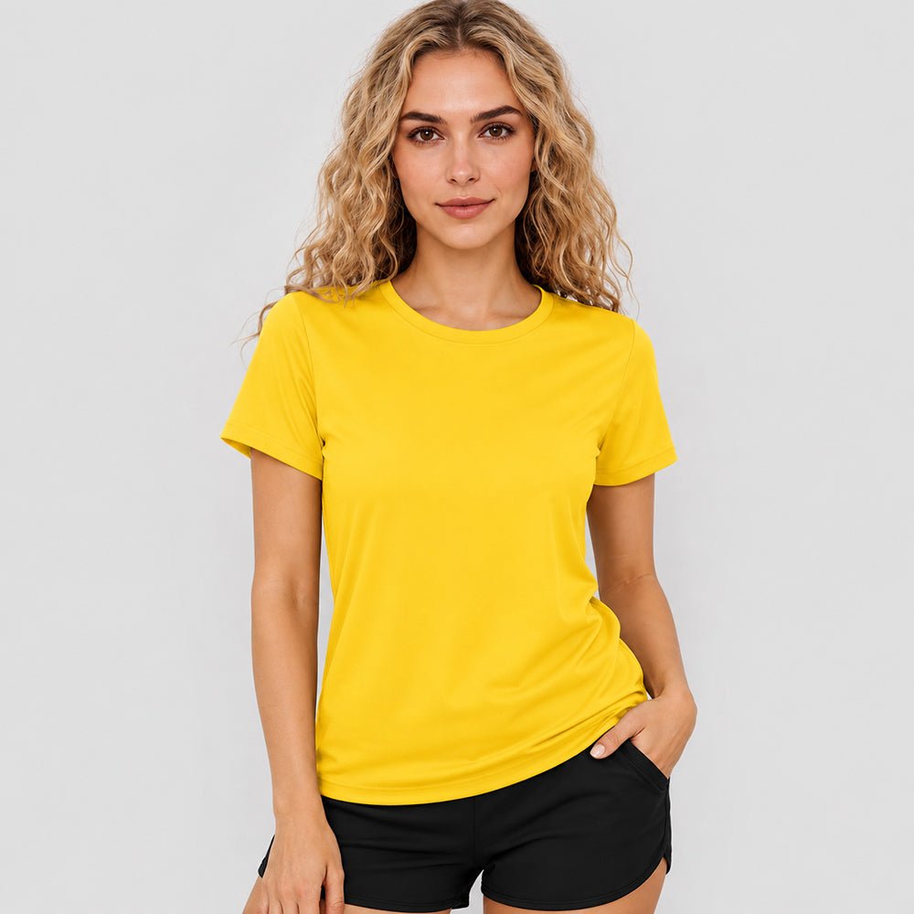 Women's Quick-Dry UV Protection Casual Sports T-Shirt Yellow by MAGCOMSEN