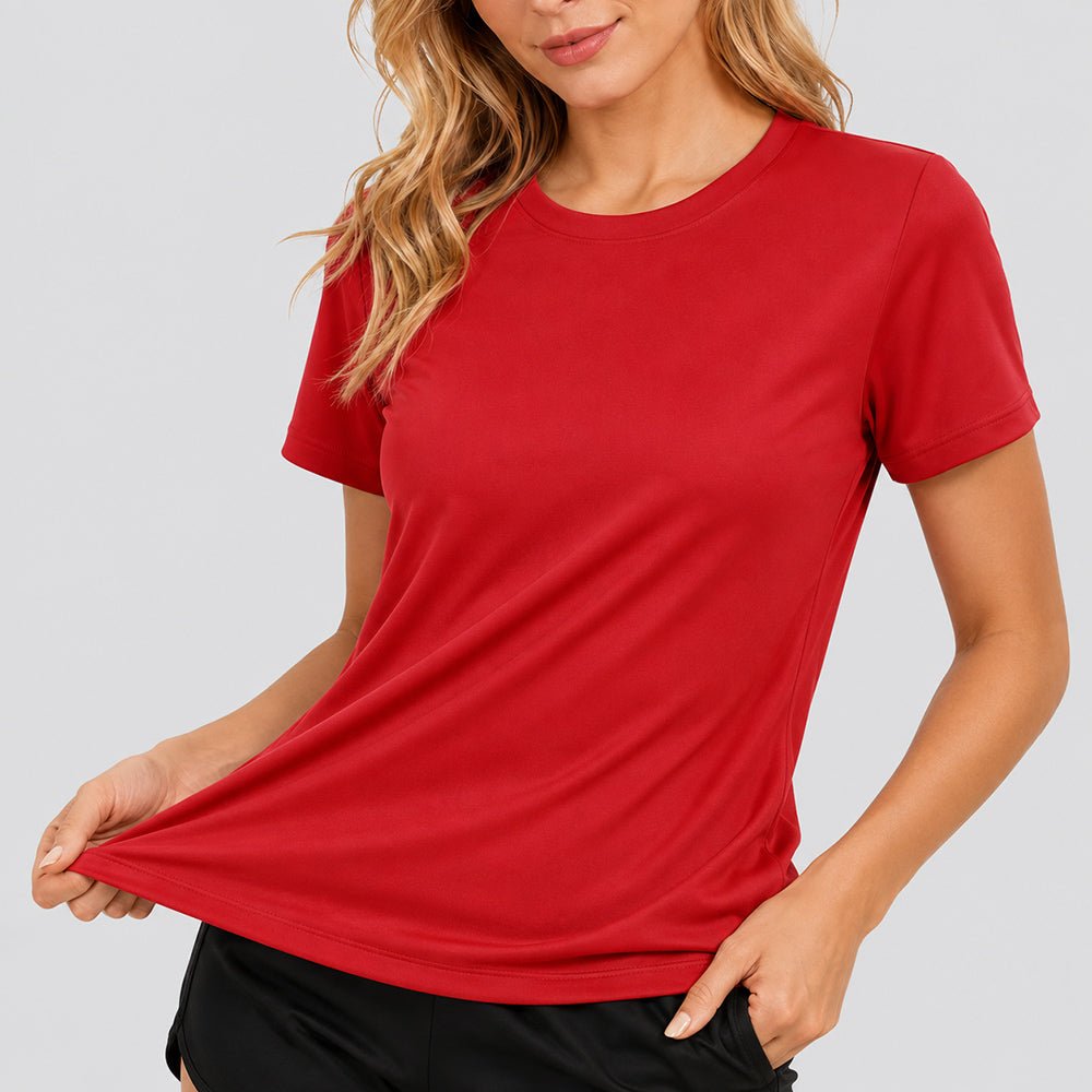 Women's Quick-Dry UV Protection Casual Sports T-Shirt Red by MAGCOMSEN
