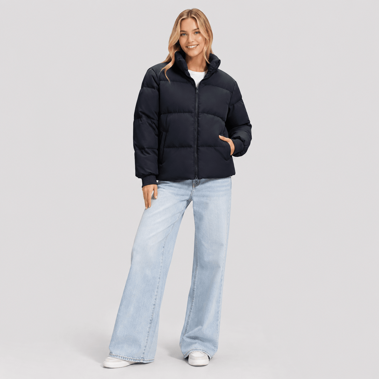 Black MAGCOMSEN Women’s Quilted Down Jacket Warm Water Resistant Puffer Winter Coat in #Color_Black