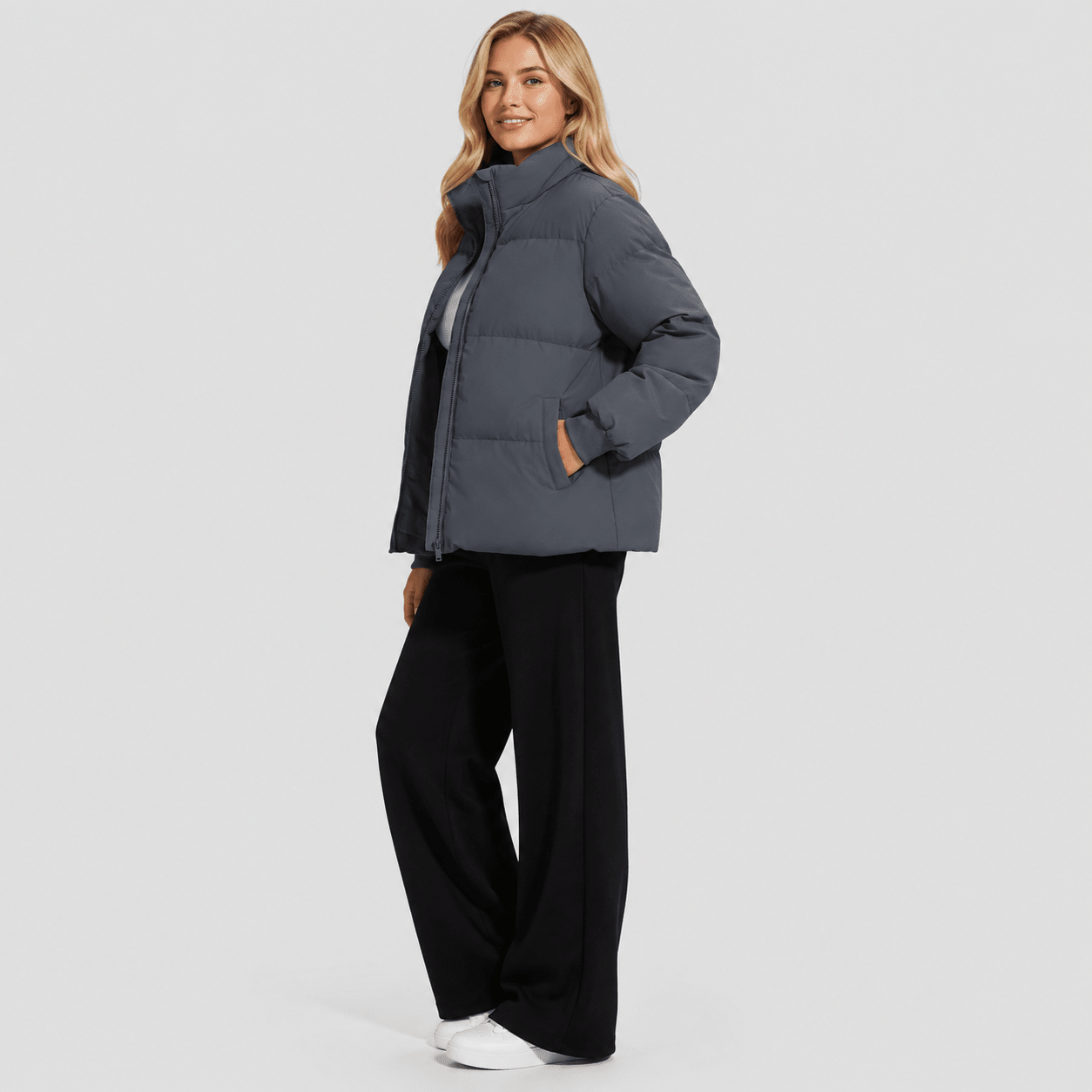 Dark Grey MAGCOMSEN Women’s Quilted Down Jacket Warm Water Resistant Puffer Winter Coat in #Color_Dark Grey