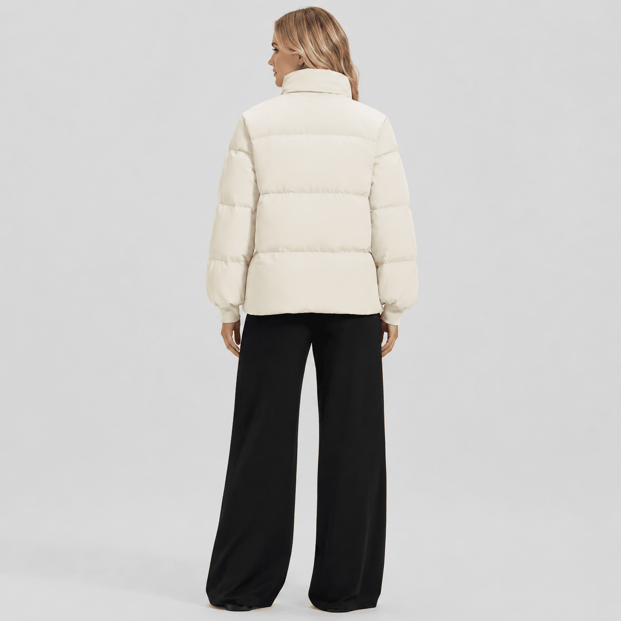 Beige MAGCOMSEN Women’s Quilted Down Jacket Warm Water Resistant Puffer Winter Coat in #Color_Beige