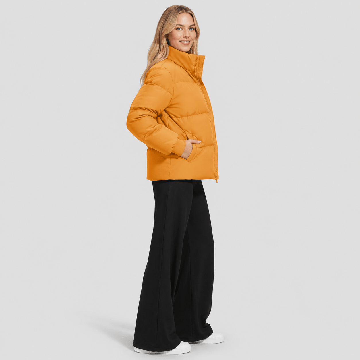 Yellow MAGCOMSEN Women’s Quilted Down Jacket Warm Water Resistant Puffer Winter Coat in #Color_Yellow