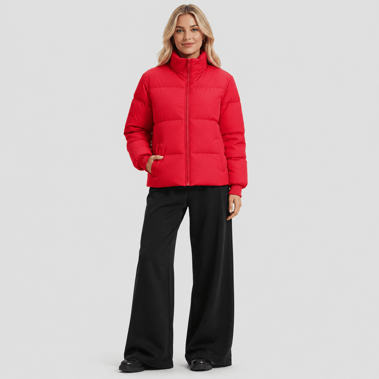 Red MAGCOMSEN Women’s Quilted Down Jacket Warm Water Resistant Puffer Winter Coat in #Color_Red