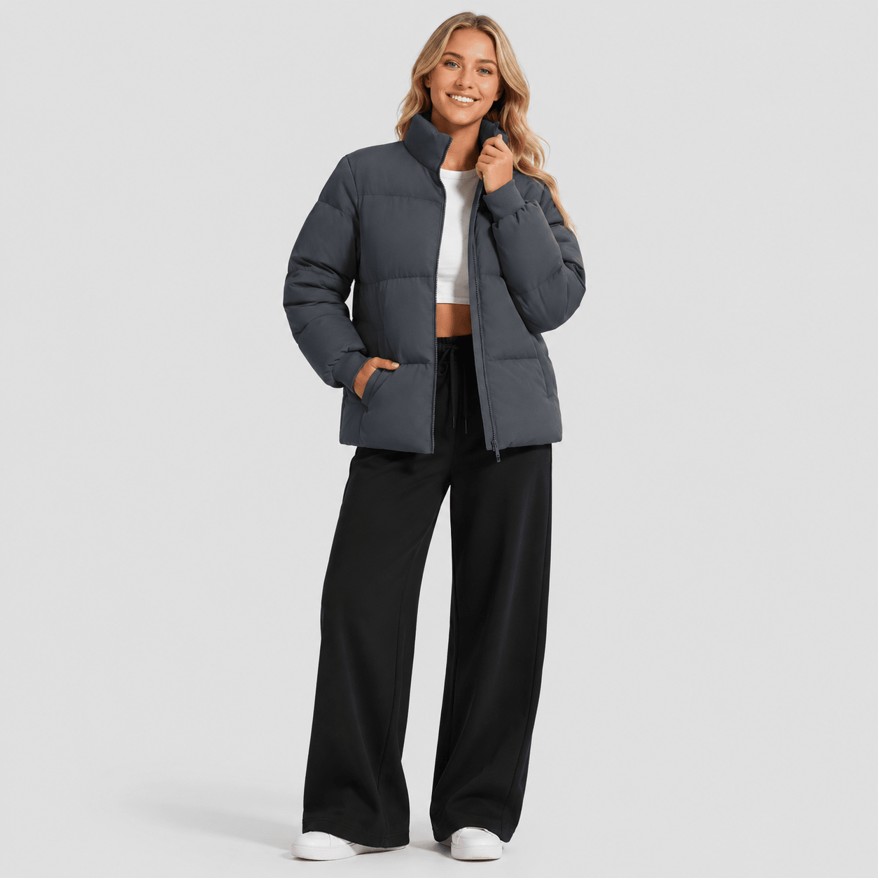 Dark Grey MAGCOMSEN Women’s Quilted Down Jacket Warm Water Resistant Puffer Winter Coat in #Color_Dark Grey