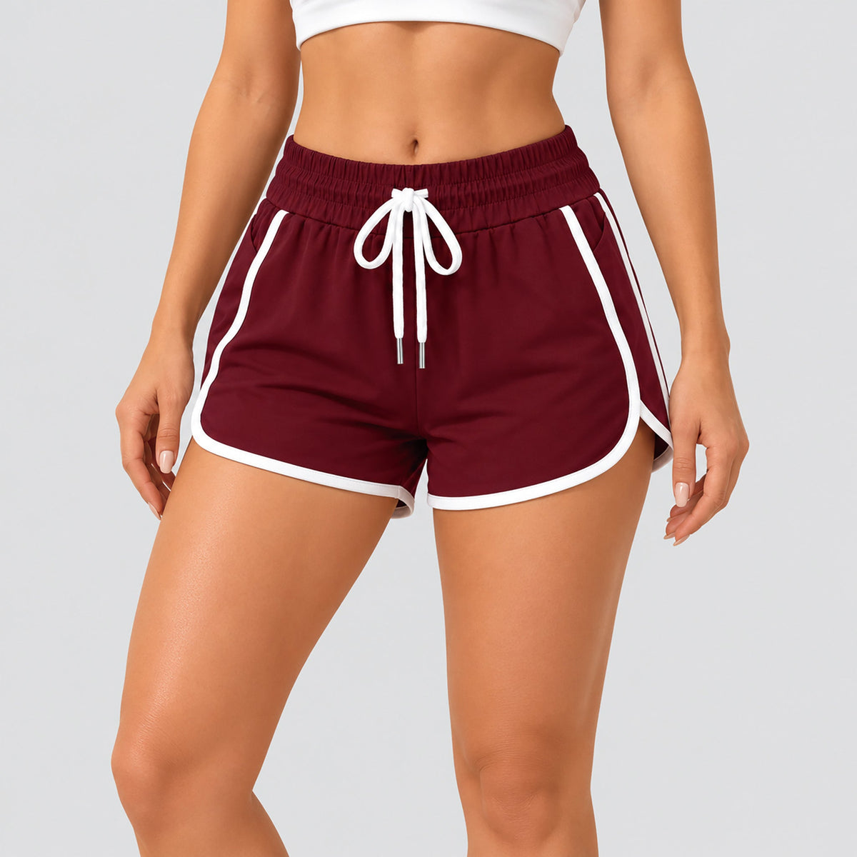 Wine MAGCOMSEN Women's Stretch Athletic Pants with Drawstring Waist and Pockets in #Color_Wine