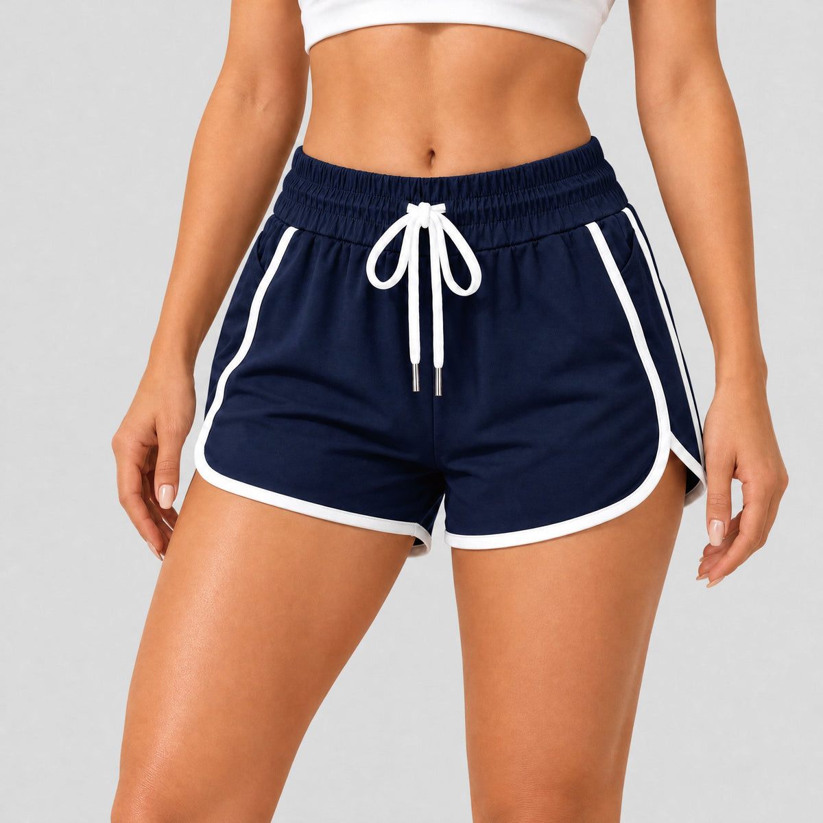 Navy MAGCOMSEN Women's Stretch Athletic Pants with Drawstring Waist and Pockets in #Color_Navy