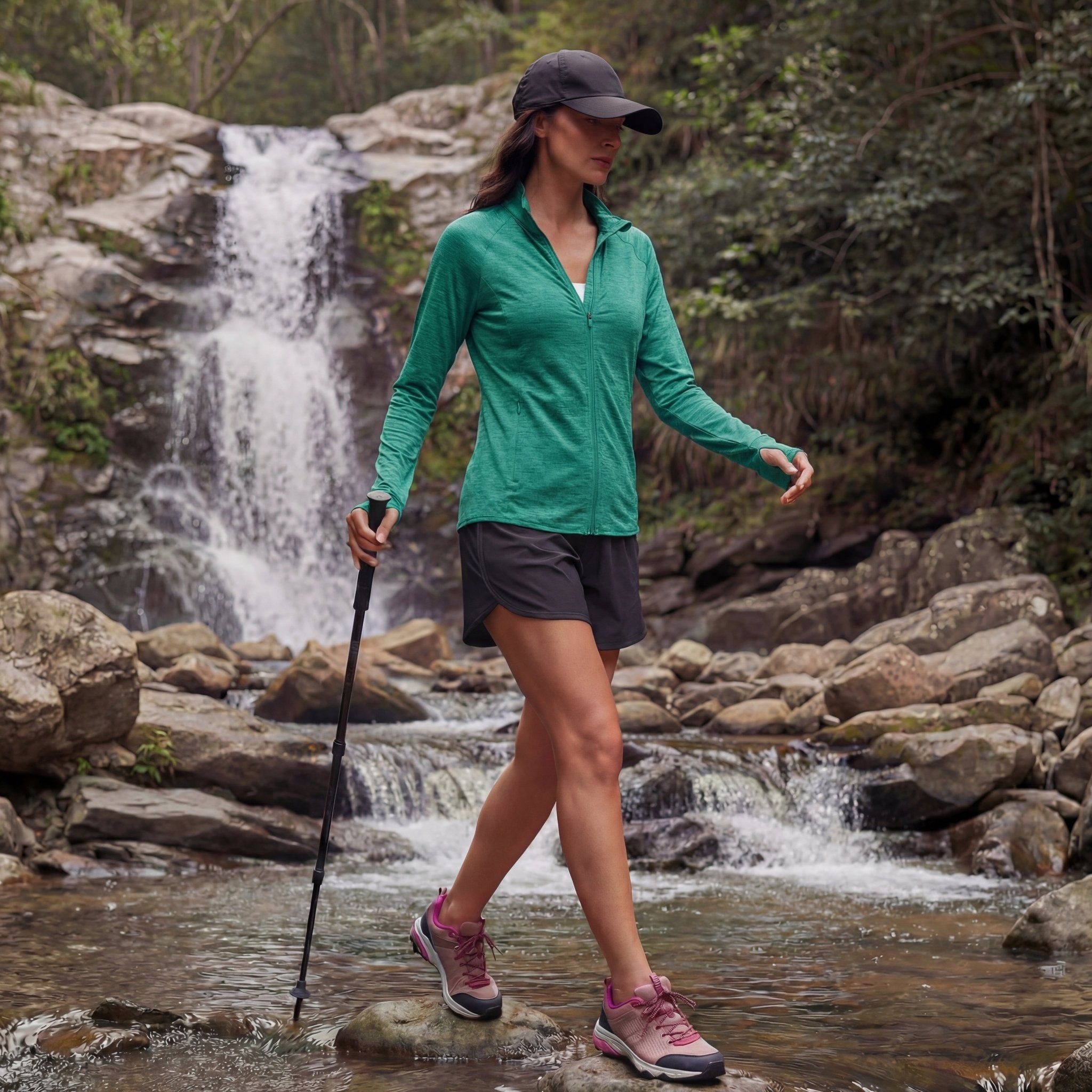 Women's UPF 50+ Full Zip Running Jacket - Lightweight Sun Protection Top Green by MAGCOMSEN