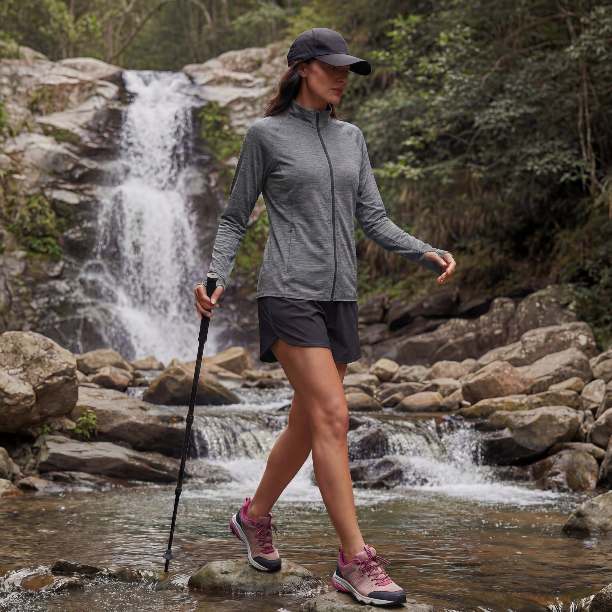 Women's UPF 50+ Full Zip Running Jacket - Lightweight Sun Protection Top Grey by MAGCOMSEN