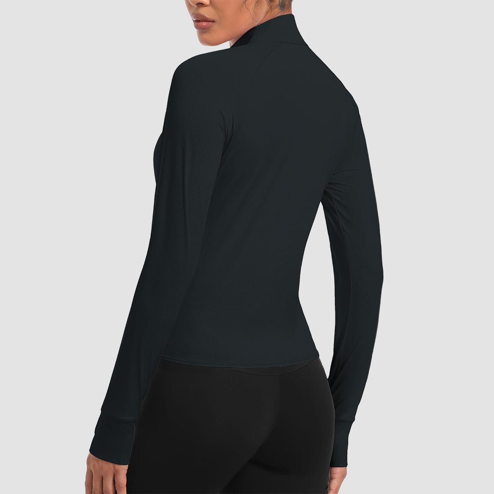 Women's UPF 50+ Lightweight Zip-Up Sun Jacket - Cropped Workout Jacket Black by MAGCOMSEN