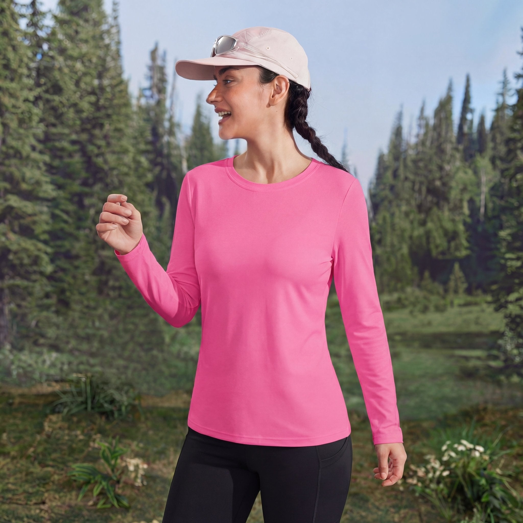 Women's UPF 80+ Long Sleeve Sun Protection Quick-Dry Shirt White by MAGCOMSEN #Color_Rose