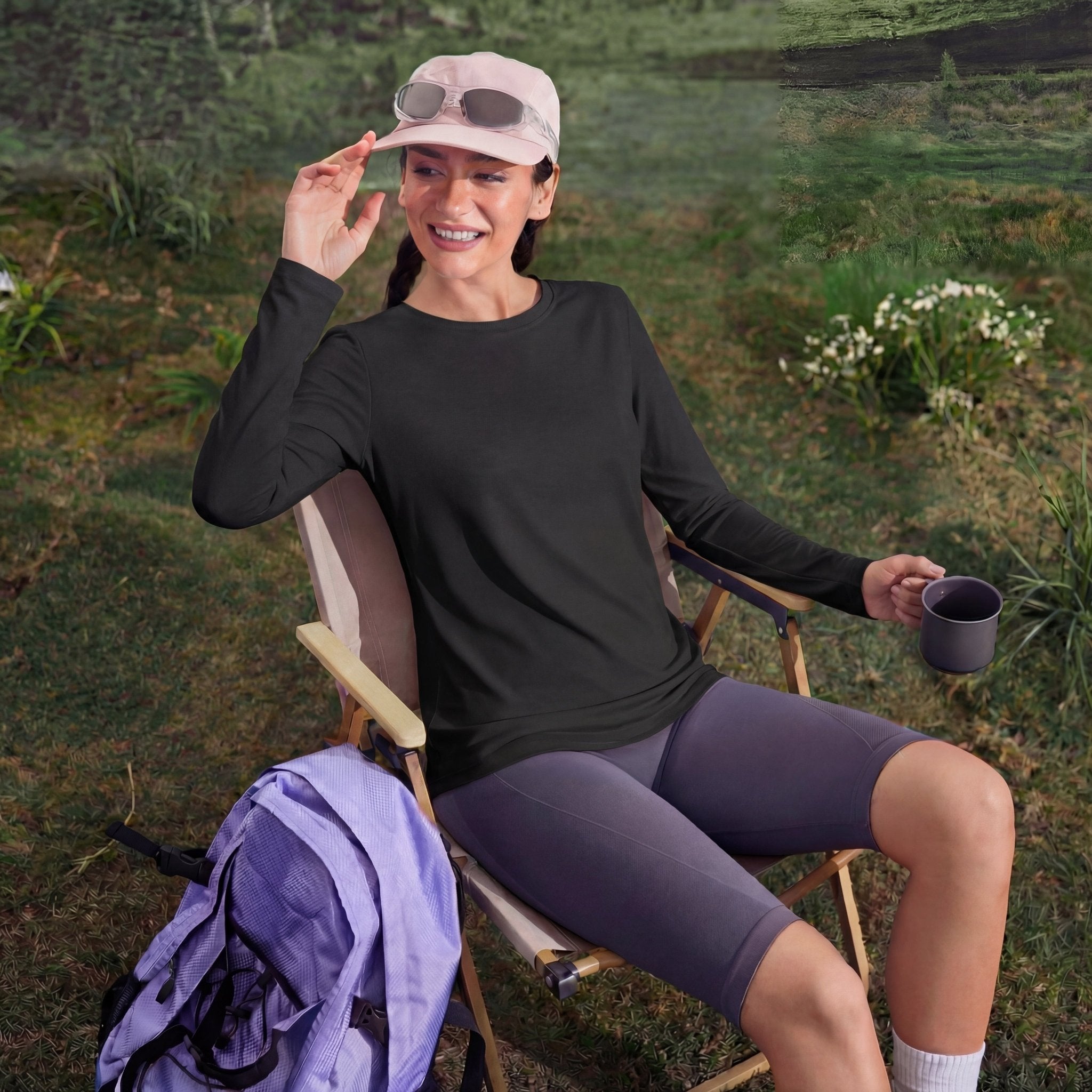 Women's UPF 80+ Long Sleeve Sun Protection Quick - Dry Shirt Black by MAGCOMSEN