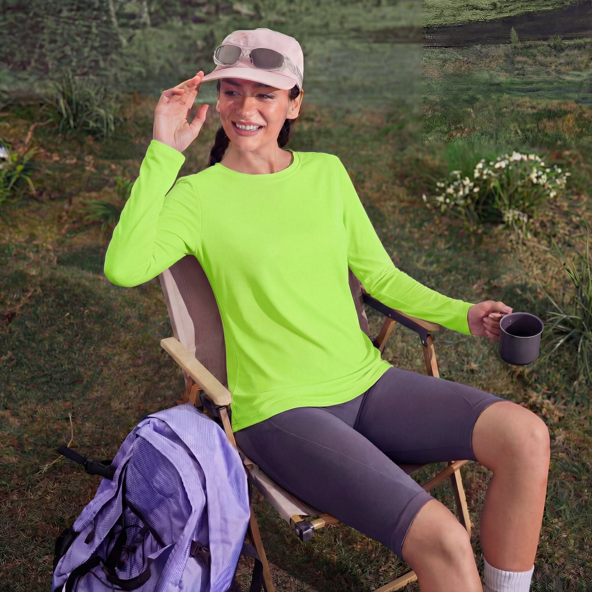 Women's UPF 80+ Long Sleeve Sun Protection Quick - Dry Shirt Bright Green by MAGCOMSEN