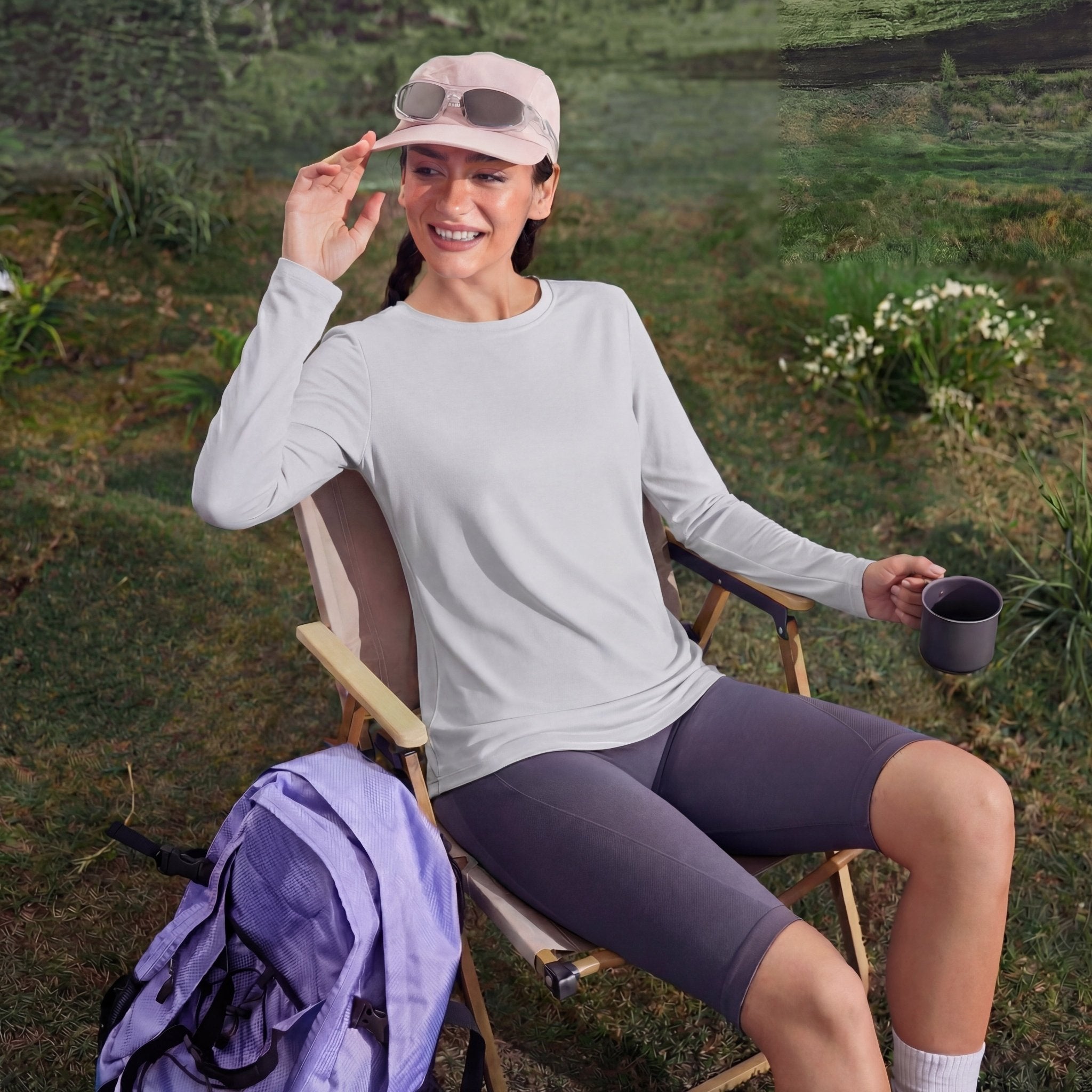 Women's UPF 80+ Long Sleeve Sun Protection Quick-Dry Shirt White by MAGCOMSEN #Color_Light Grey