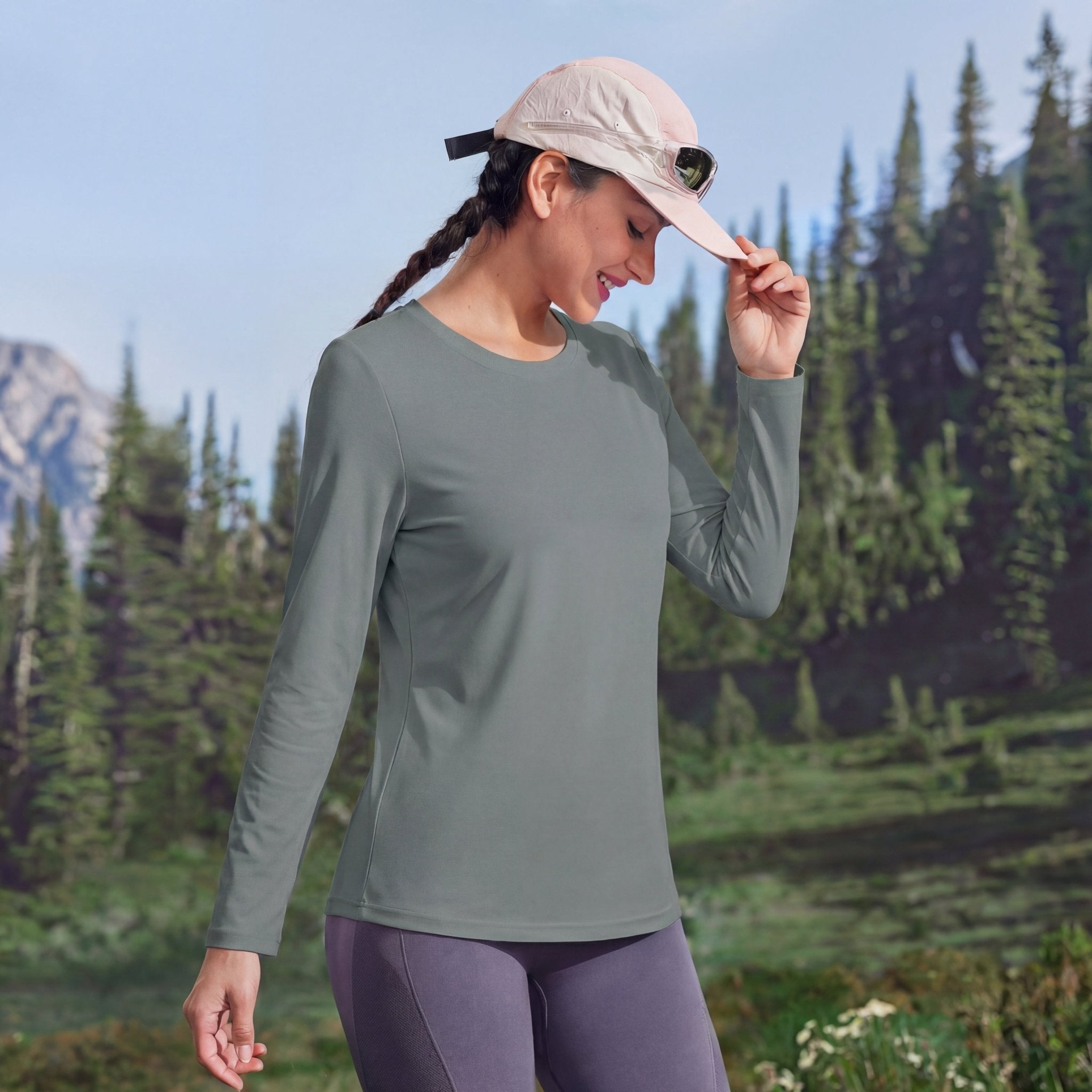 Women's UPF 80+ Long Sleeve Sun Protection Quick - Dry Shirt Dark Grey by MAGCOMSEN