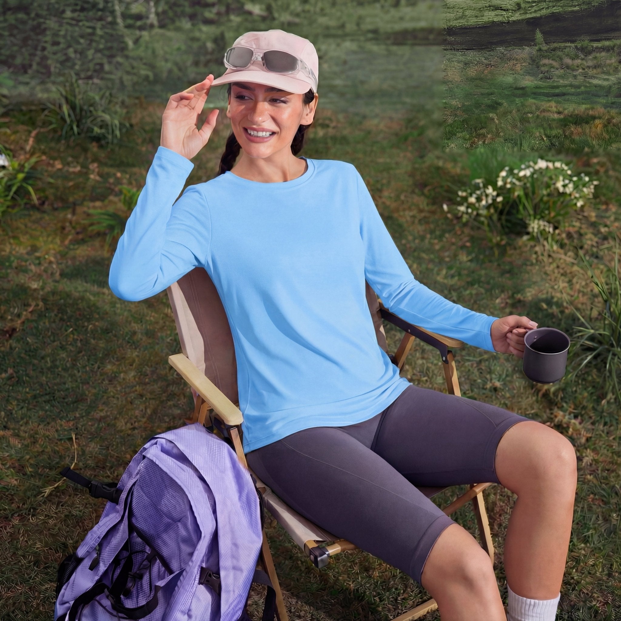 Women's UPF 80+ Long Sleeve Sun Protection Quick-Dry Shirt White by MAGCOMSEN ##Color_Blue