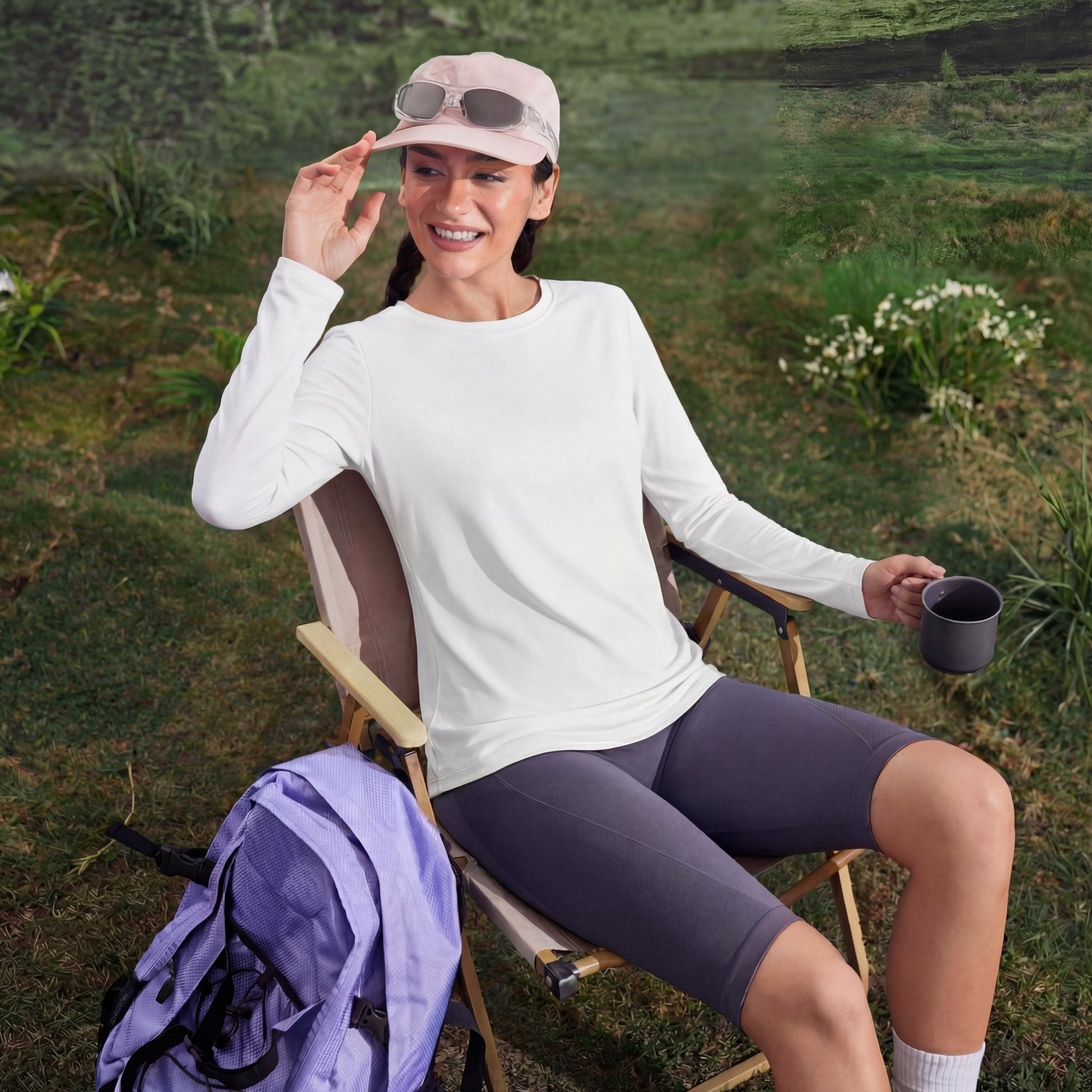 Women's UPF 80+ Long Sleeve Sun Protection Quick - Dry Shirt White by MAGCOMSEN