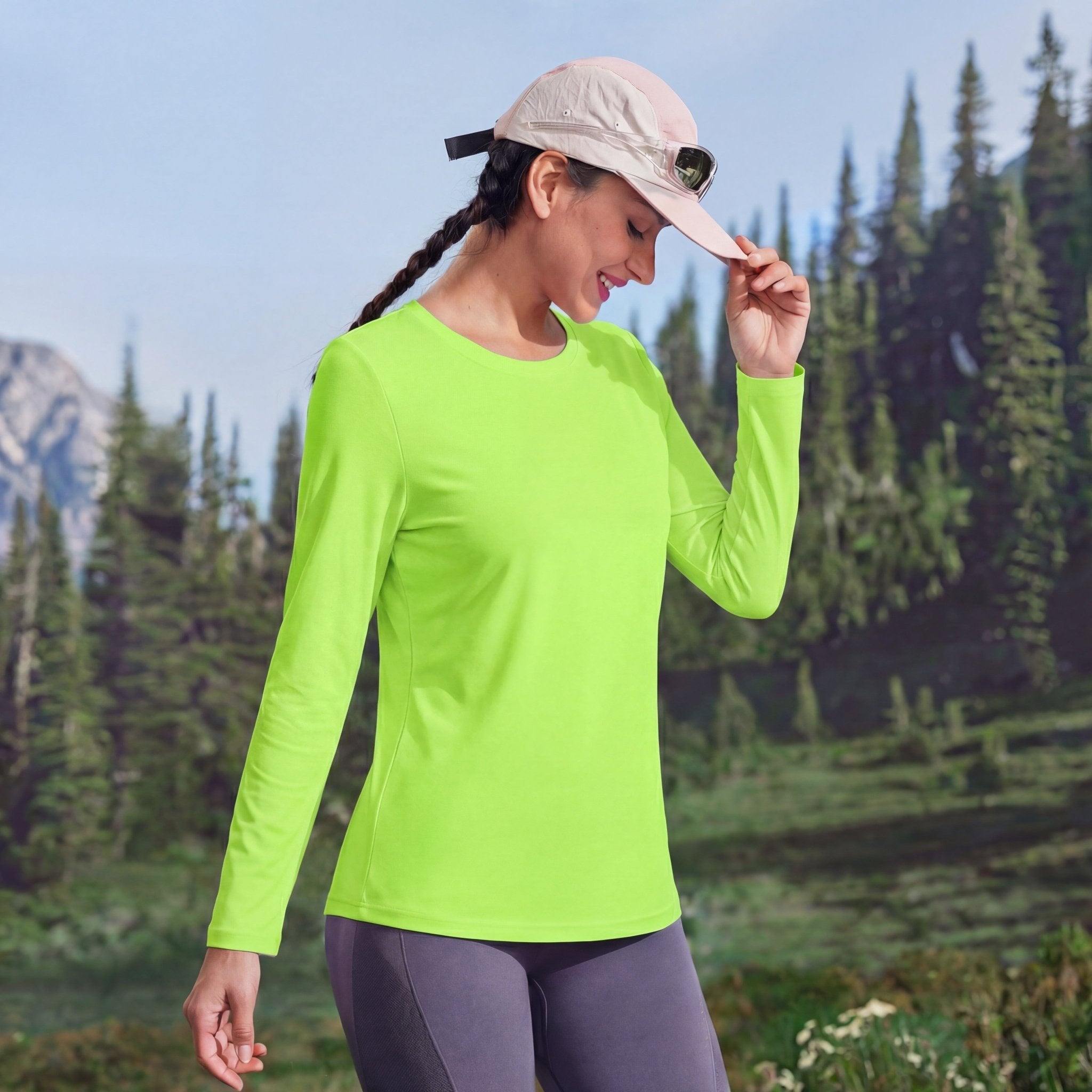 Women's UPF 80+ Long Sleeve Sun Protection Quick-Dry Shirt White by MAGCOMSEN #Color_Bright Green