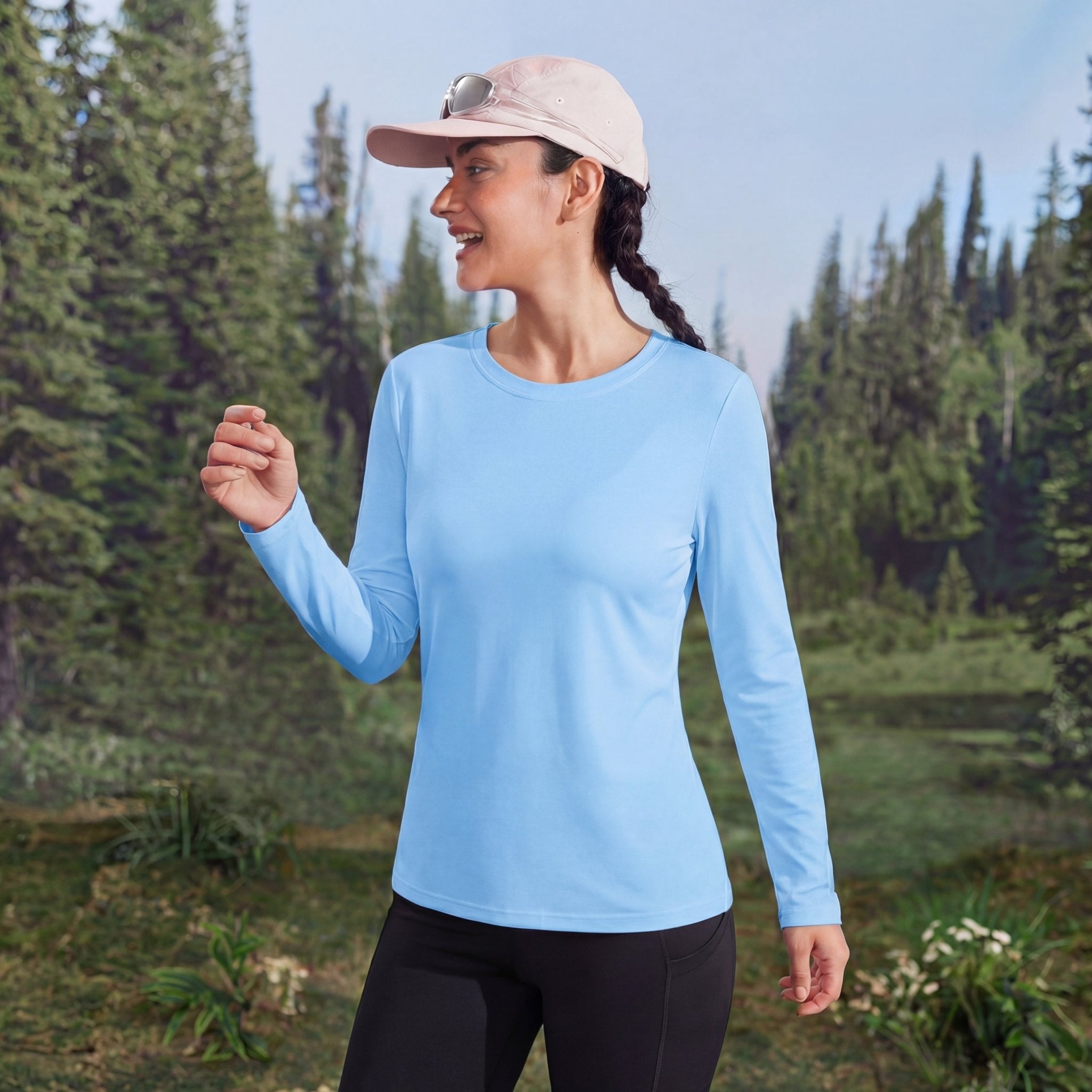 Women's UPF 80+ Long Sleeve Sun Protection Quick-Dry Shirt White by MAGCOMSEN #Color_Blue