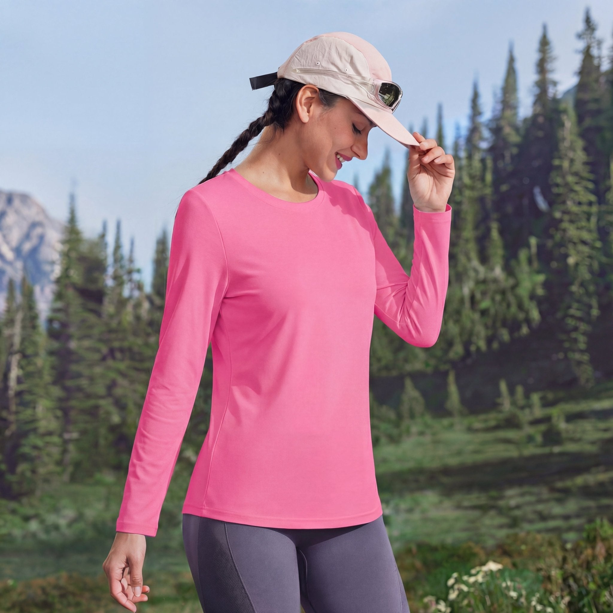 Women's UPF 80+ Long Sleeve Sun Protection Quick-Dry Shirt White by MAGCOMSEN #Color_Rose