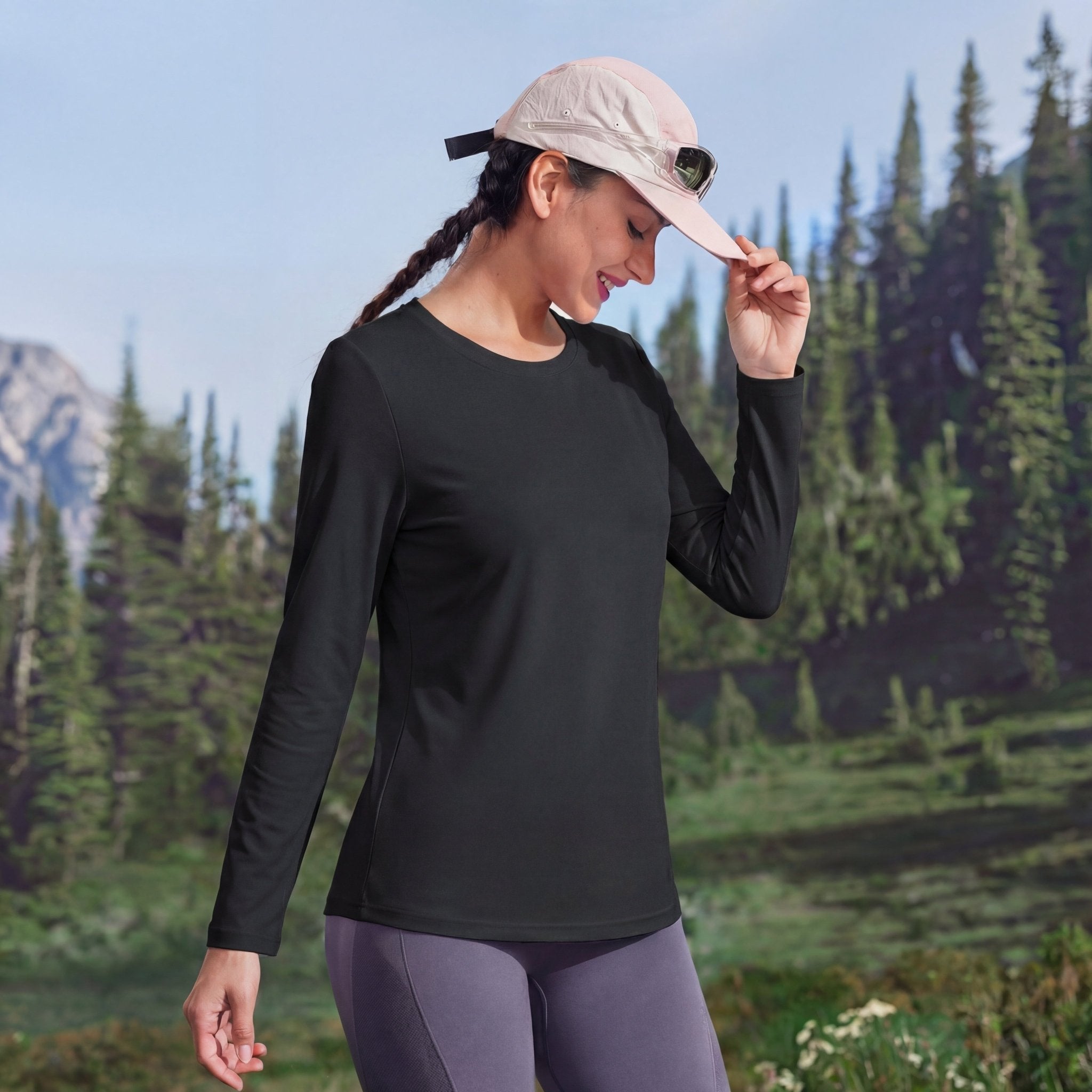 Women's UPF 80+ Long Sleeve Sun Protection Quick - Dry Shirt Black by MAGCOMSEN