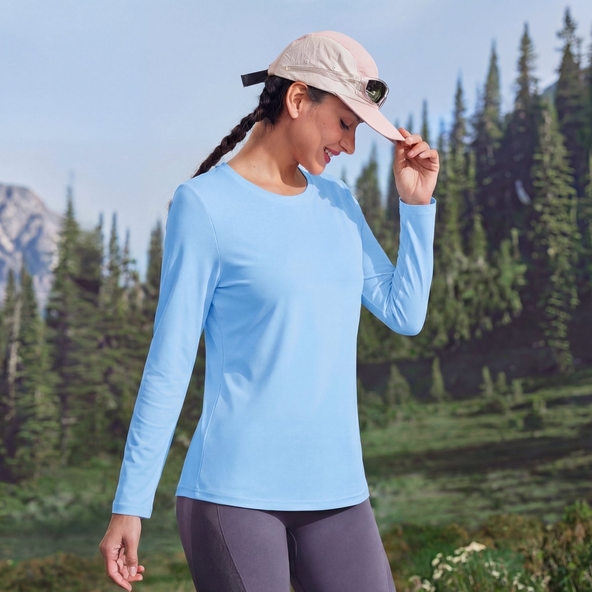 Women's UPF 80+ Long Sleeve Sun Protection Quick-Dry Shirt White by MAGCOMSEN ##Color_Blue