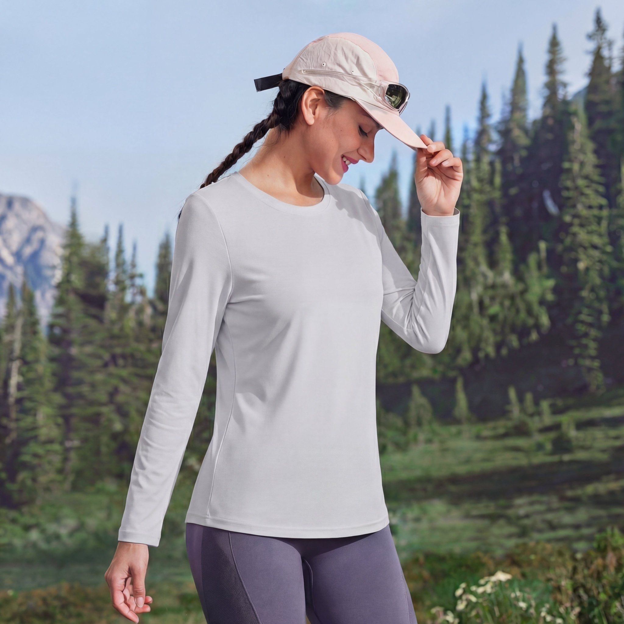 Women's UPF 80+ Long Sleeve Sun Protection Quick - Dry Shirt Light Grey by MAGCOMSEN