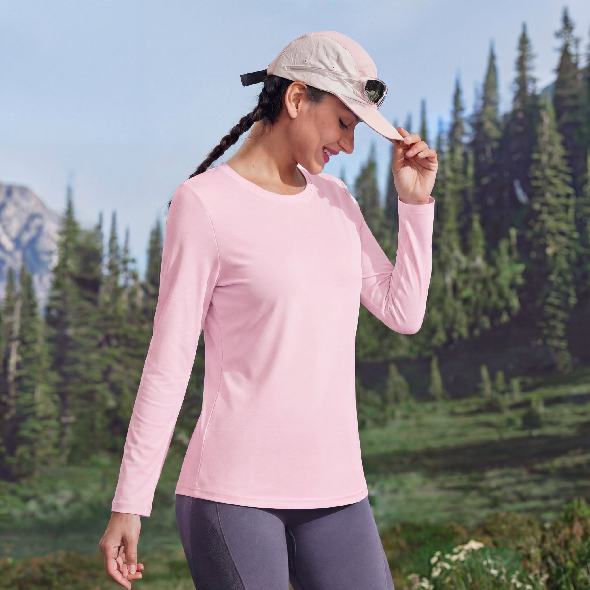 Women's UPF 80+ Long Sleeve Sun Protection Quick - Dry Shirt Light Pink by MAGCOMSEN