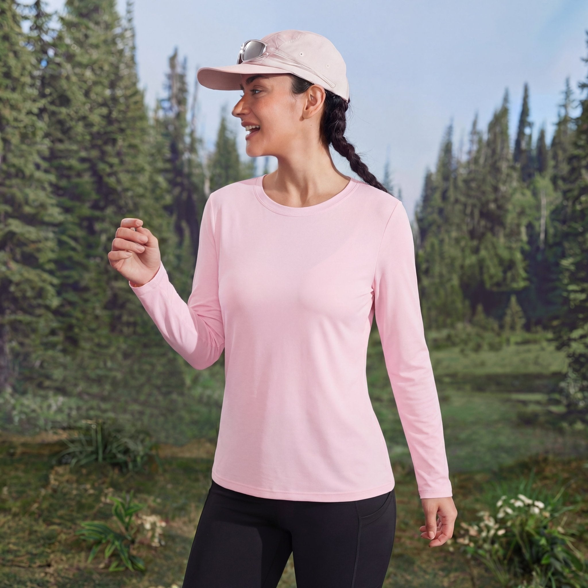 Women's UPF 80+ Long Sleeve Sun Protection Quick - Dry Shirt Light Pink by MAGCOMSEN