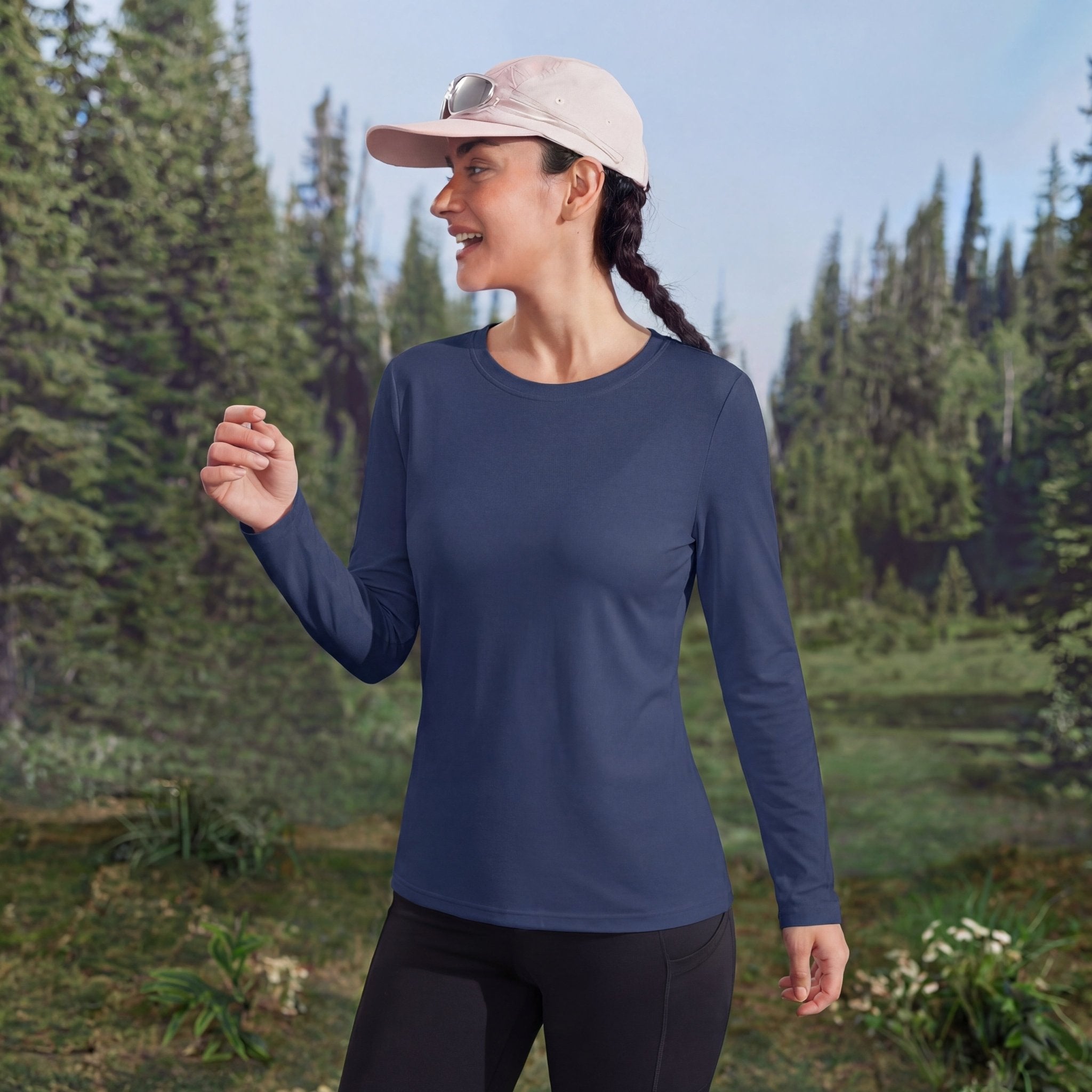 Women's UPF 80+ Long Sleeve Sun Protection Quick - Dry Shirt Navy by MAGCOMSEN