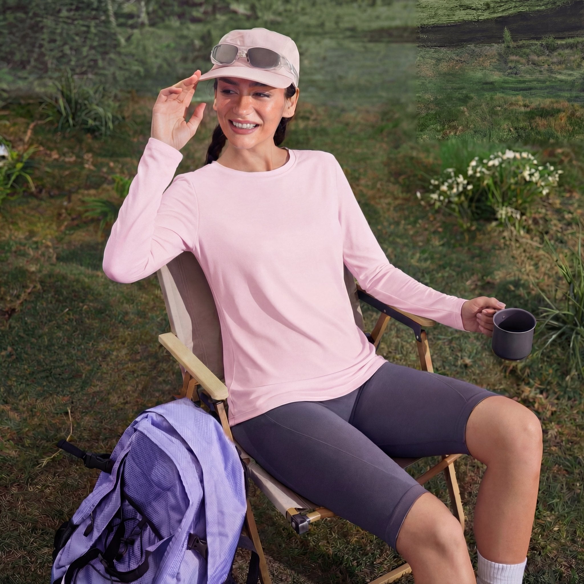 Women's UPF 80+ Long Sleeve Sun Protection Quick - Dry Shirt Light Pink by MAGCOMSEN