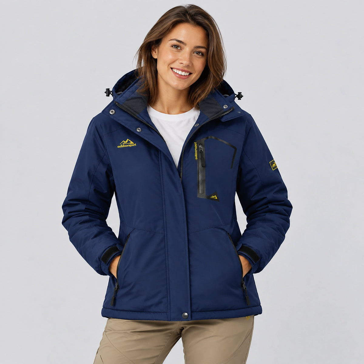 Navy MAGCOMSEN Women's Water-Resistant Fleece Ski Jacket with 4 Pockets in #Color_Navy