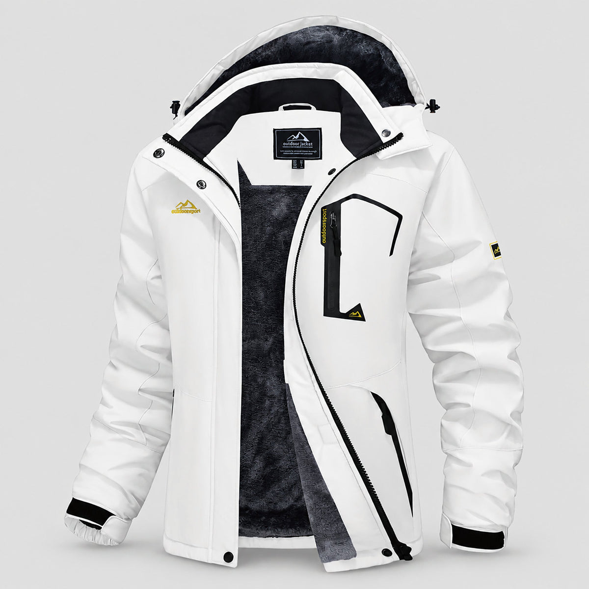 Women's Water-Resistant Fleece Ski Jacket with 4 Pockets White by MAGCOMSEN