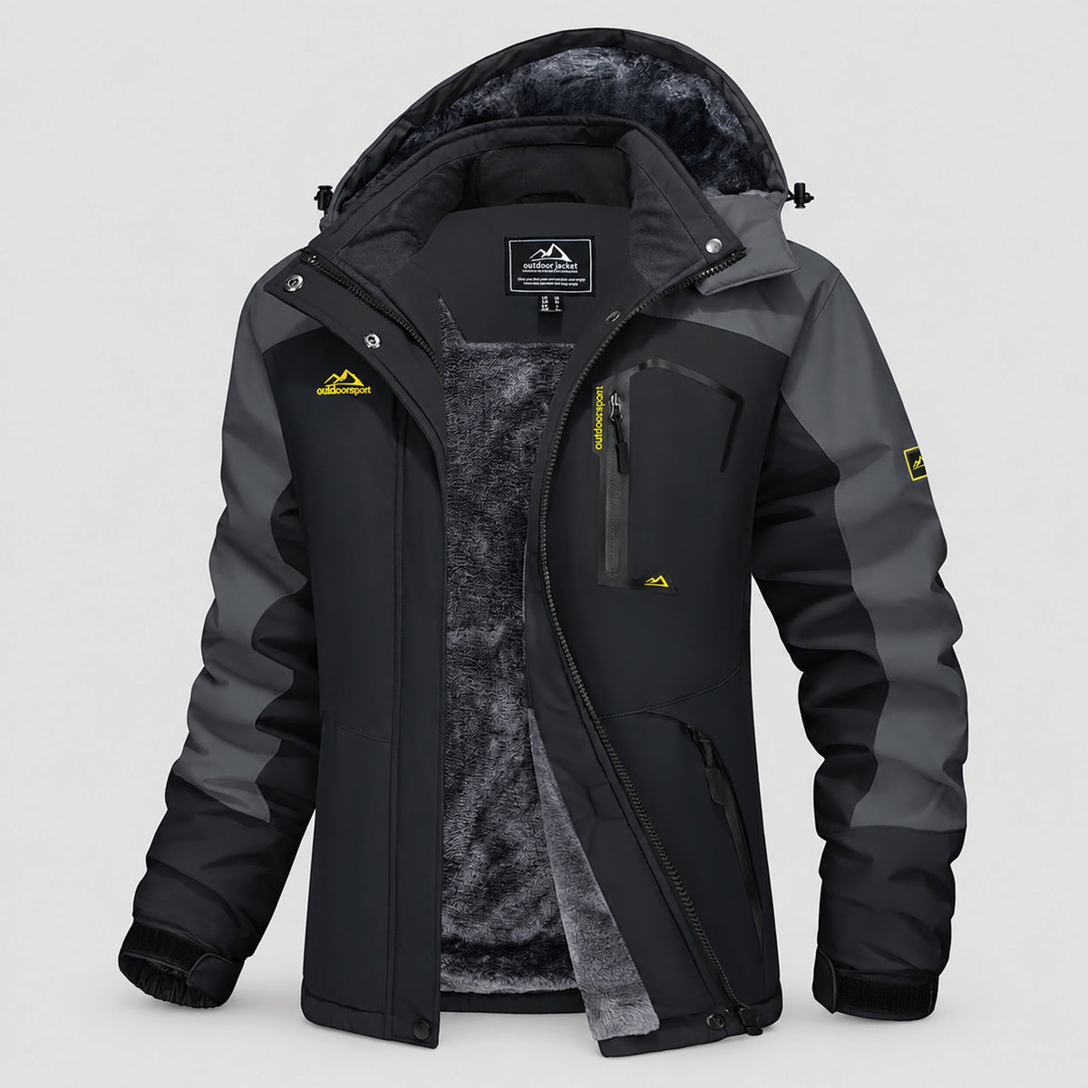 Black Grey MAGCOMSEN Women's Water-Resistant Fleece Ski Jacket with 4 Pockets in #Color_Black Grey