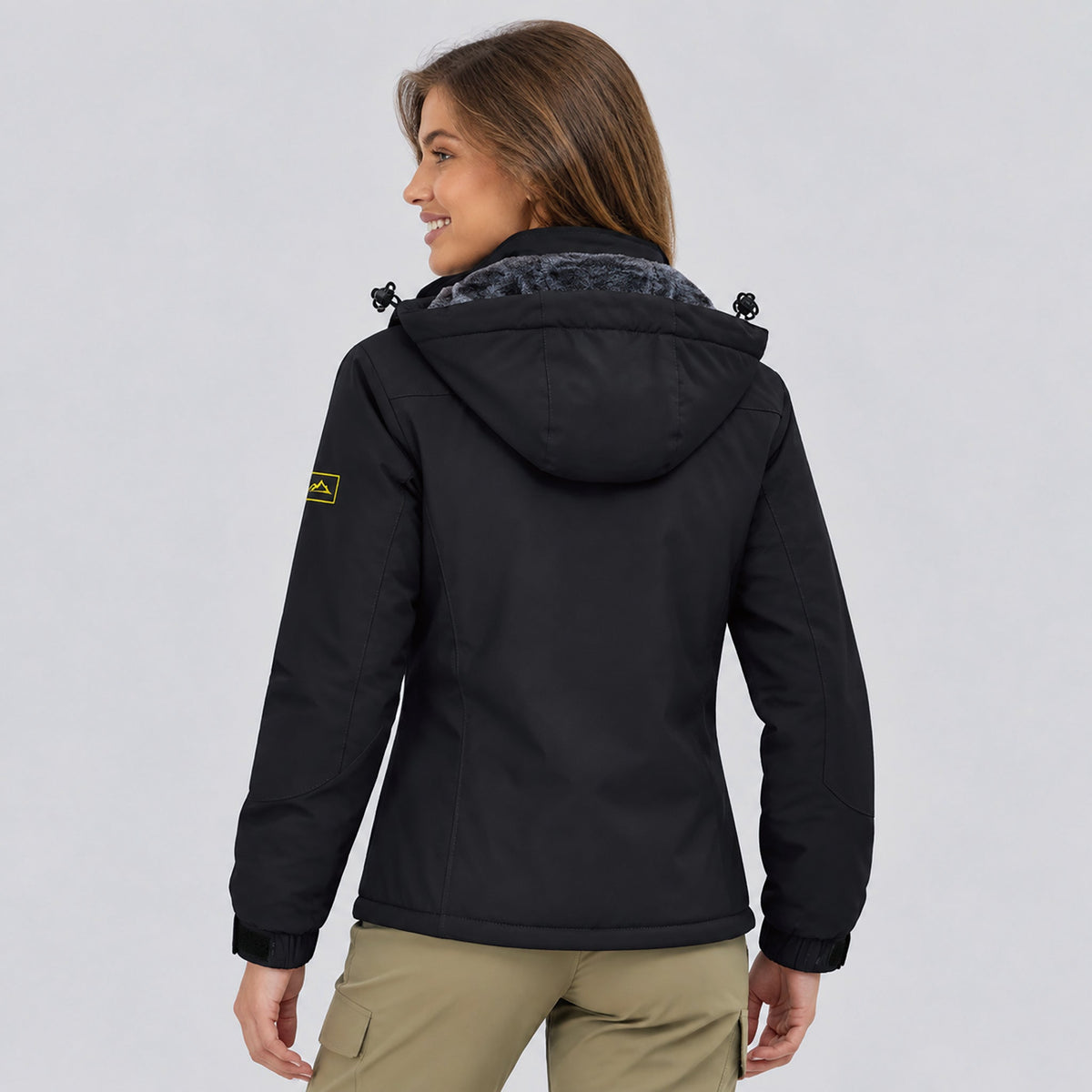 Black MAGCOMSEN Women's Water-Resistant Fleece Ski Jacket with 4 Pockets in #Color_Black