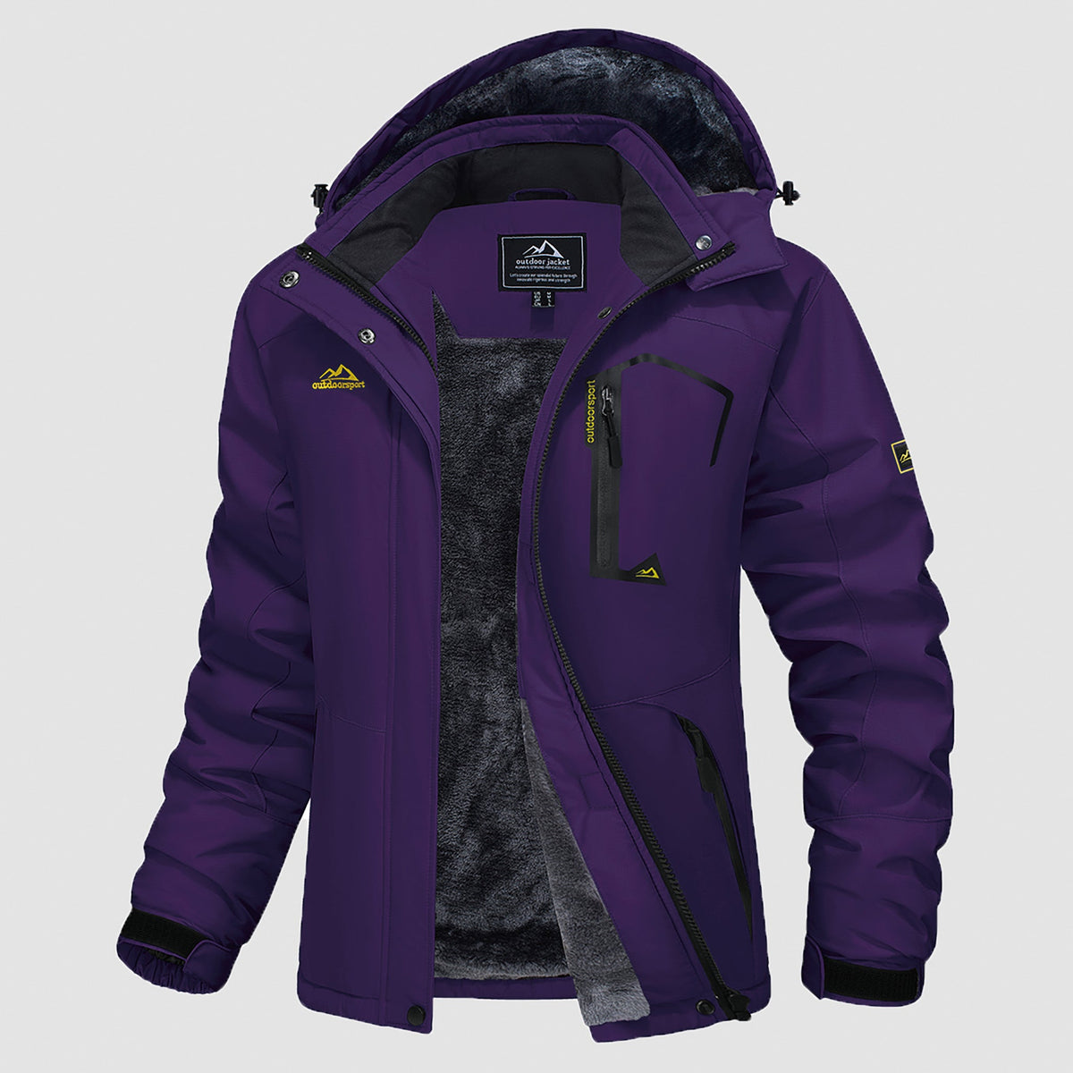 Women's Water-Resistant Fleece Ski Jacket with 4 Pockets Dark Purple by MAGCOMSEN