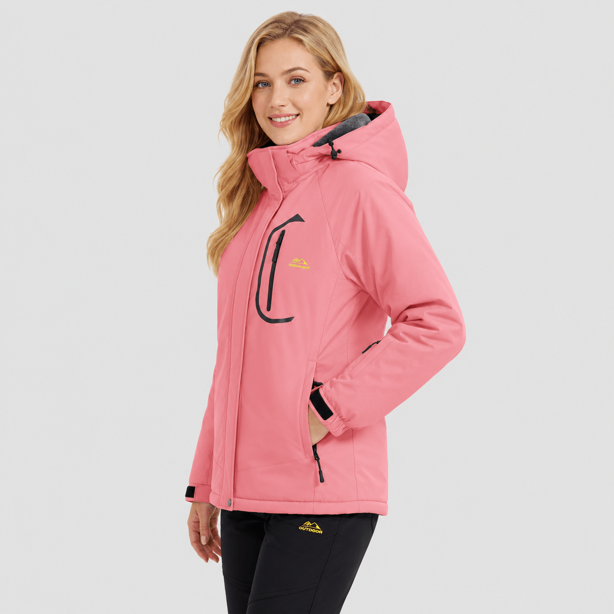 Women's Waterproof Ski Jacket - Insulated Winter Snow Coat with Hood Rose Red by MAGCOMSEN